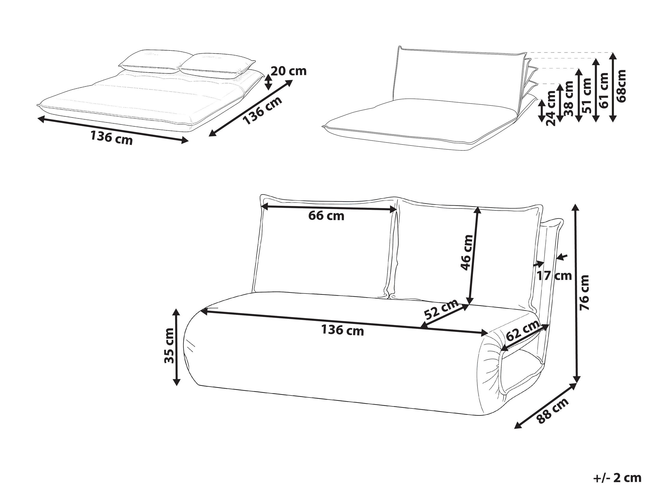 Dīvāns gulta Berwyn 2997 (Bēšs)