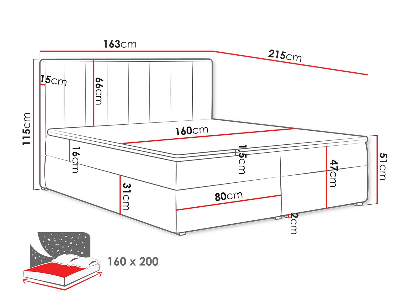 Kontinentālā gulta Pomona 116 (Magic samts 2225)
