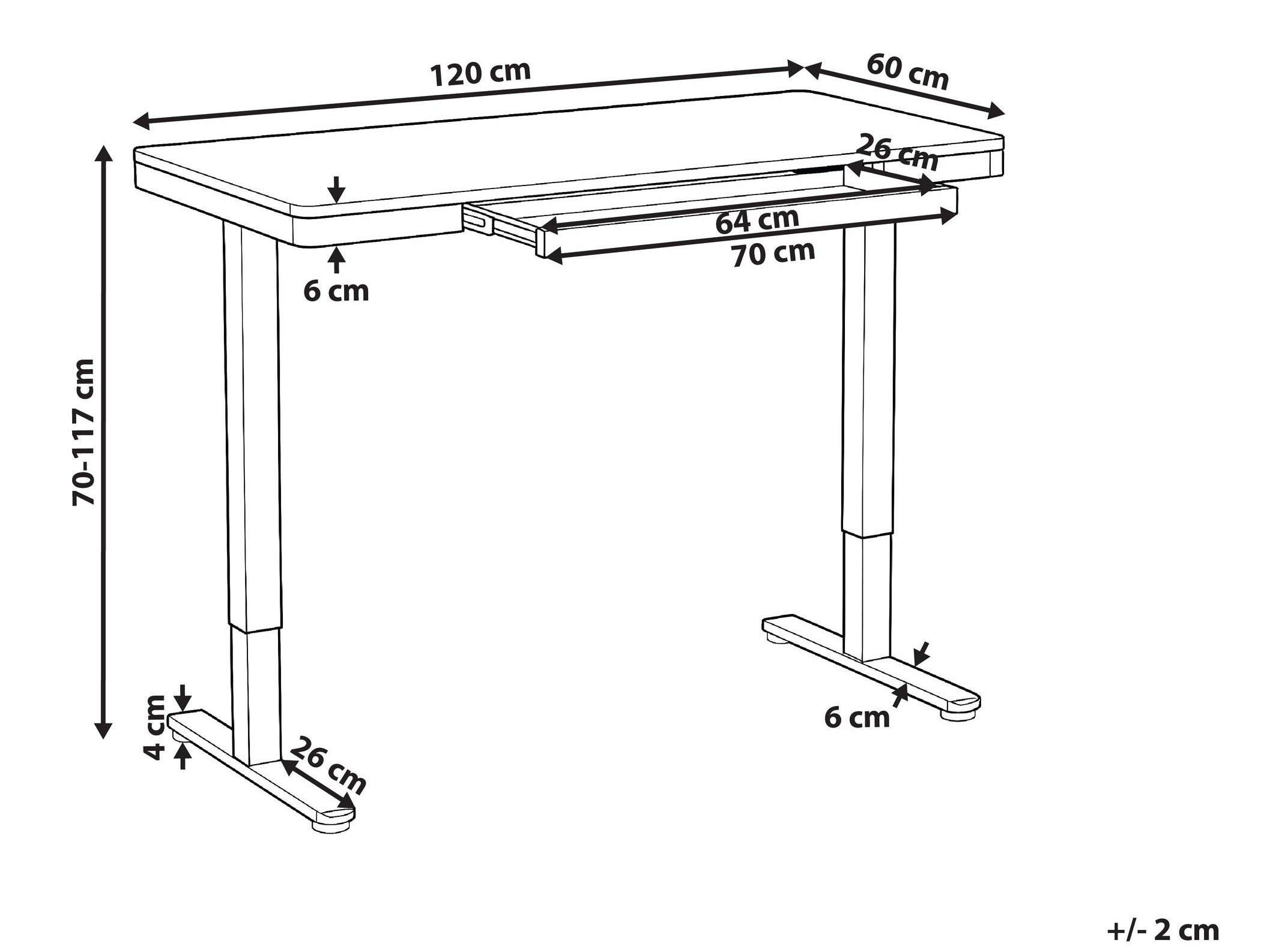 Rakstāmgalds ar regulējamu augstumu Berwyn 2994 (Melns + Gaiši brūns)