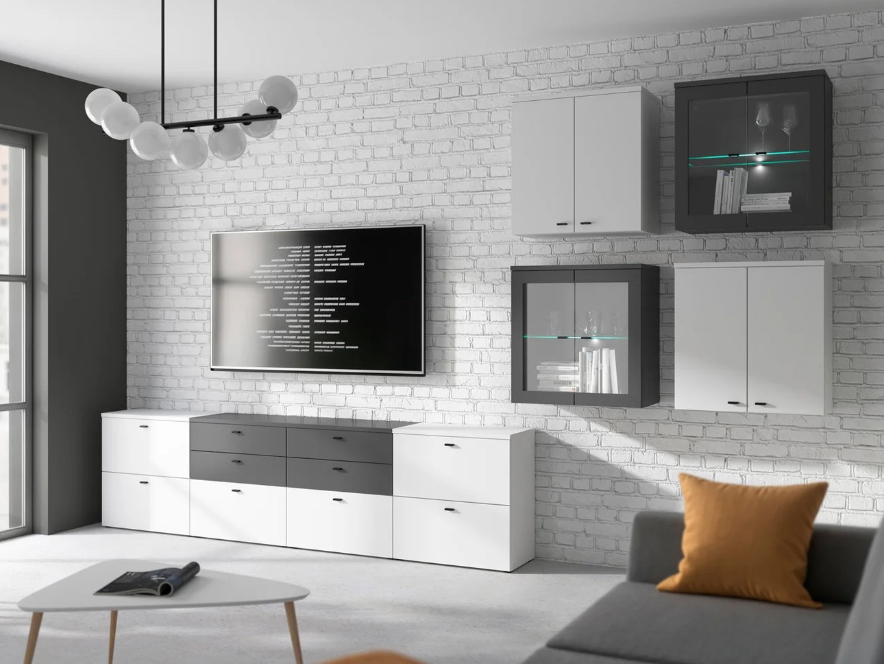 Viesistabas komplekts Merciru 114 (Balts + Grafīts)