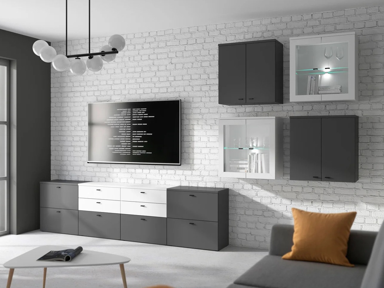 Viesistabas komplekts Merciru 114 (Grafīts + Balts)