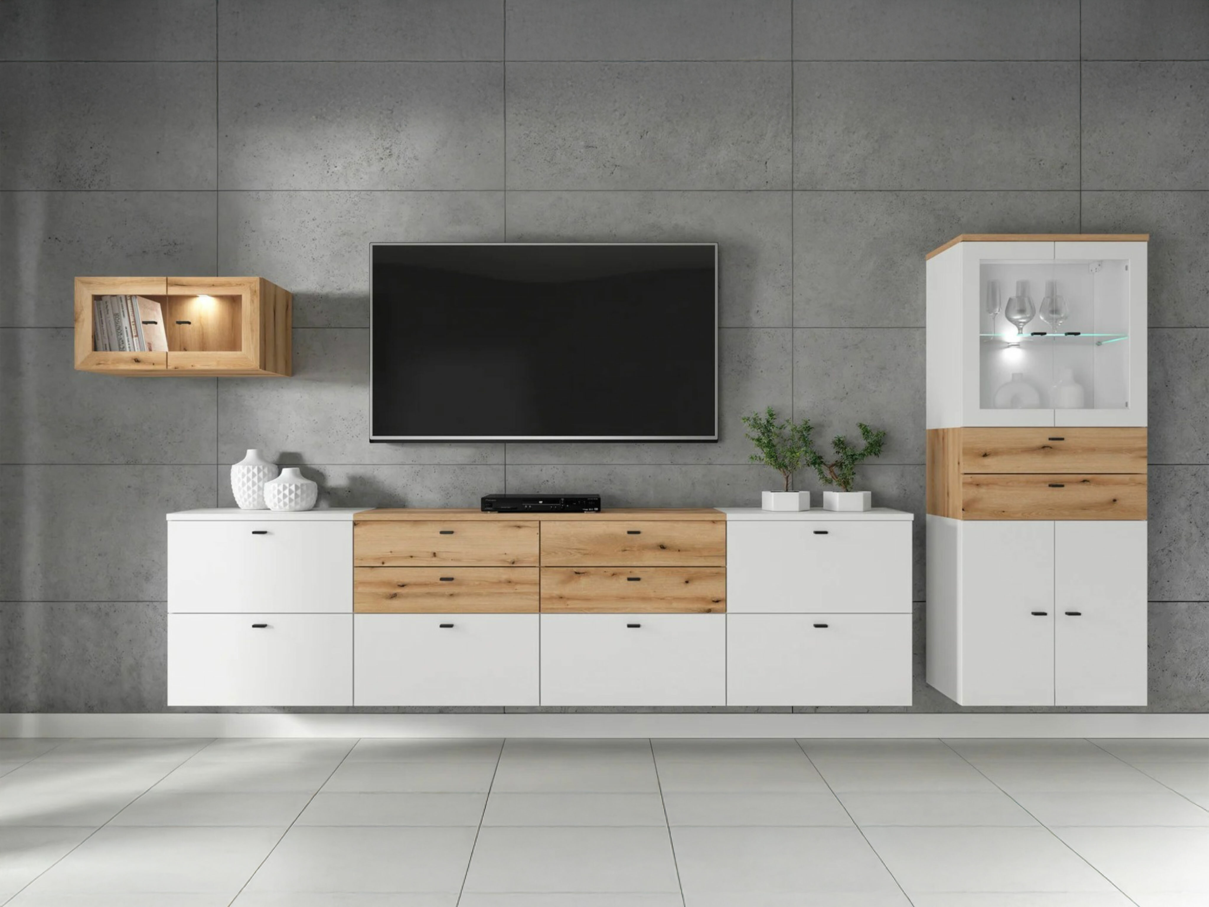 Viesistabas komplekts Merciru 115 (Balts + Ozols)