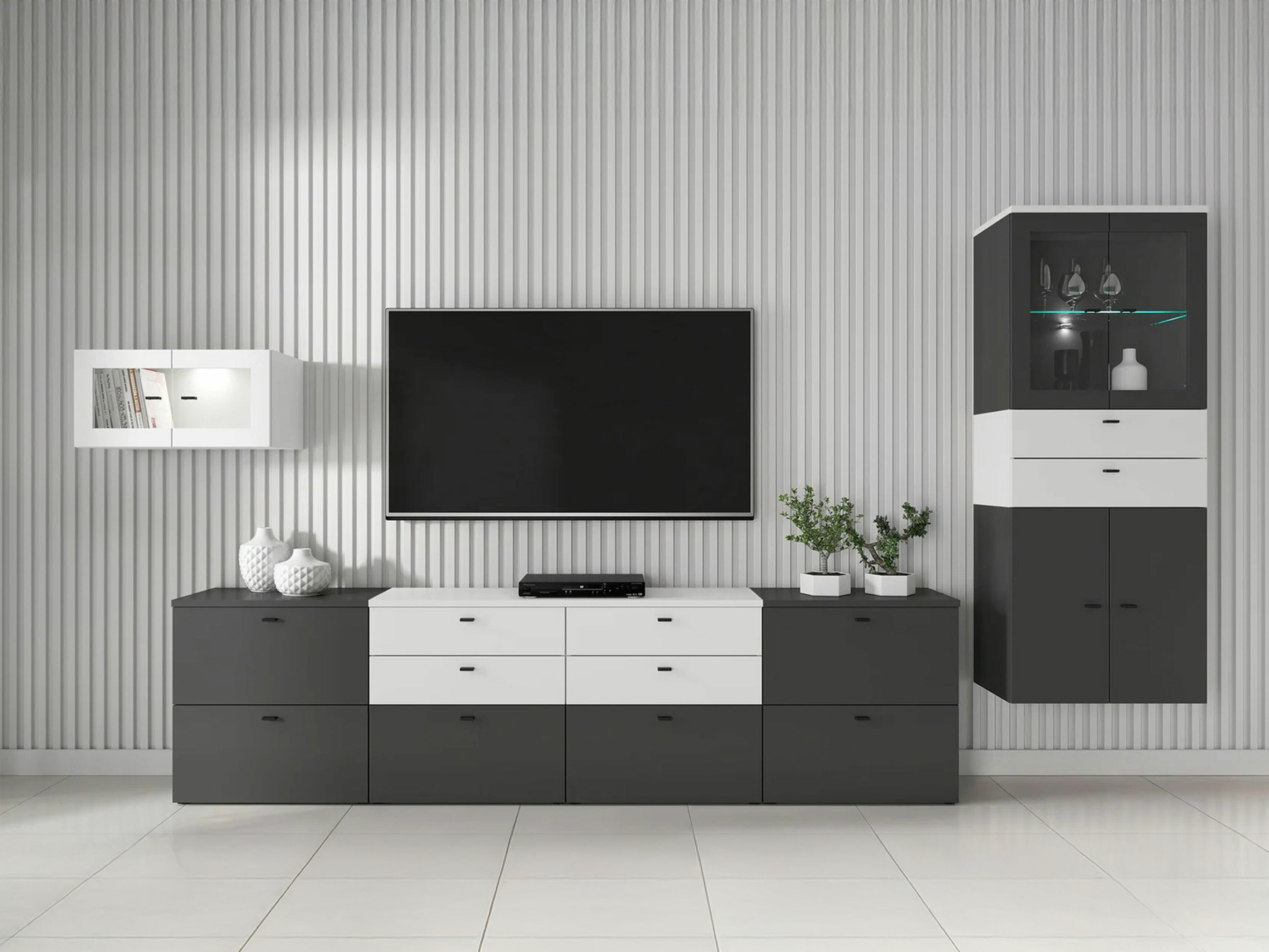 Viesistabas komplekts Merciru 115 (Grafīts + Balts)