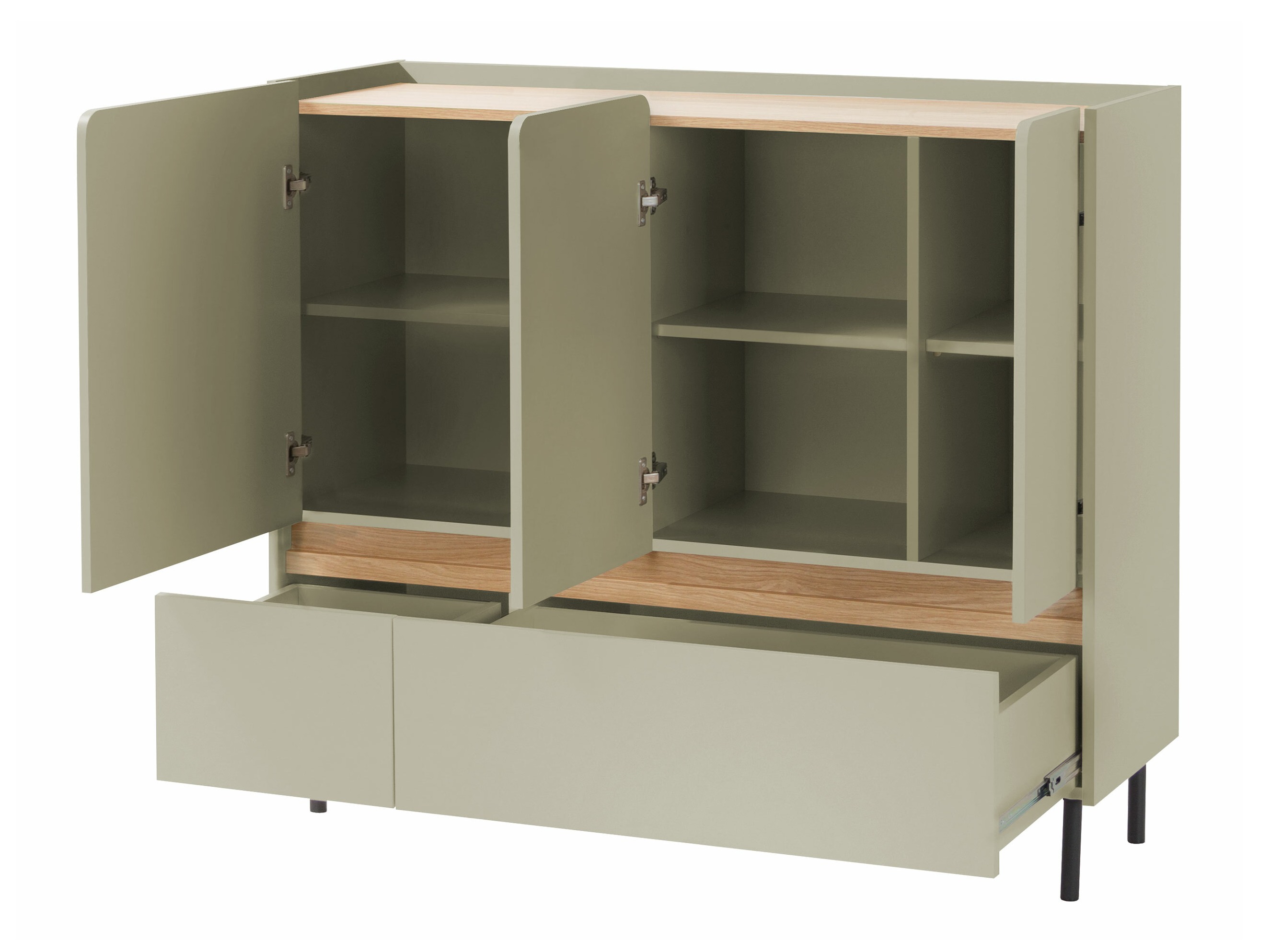 Kumode Fiosono 106 (Putekļaini zaļa + Ozols)