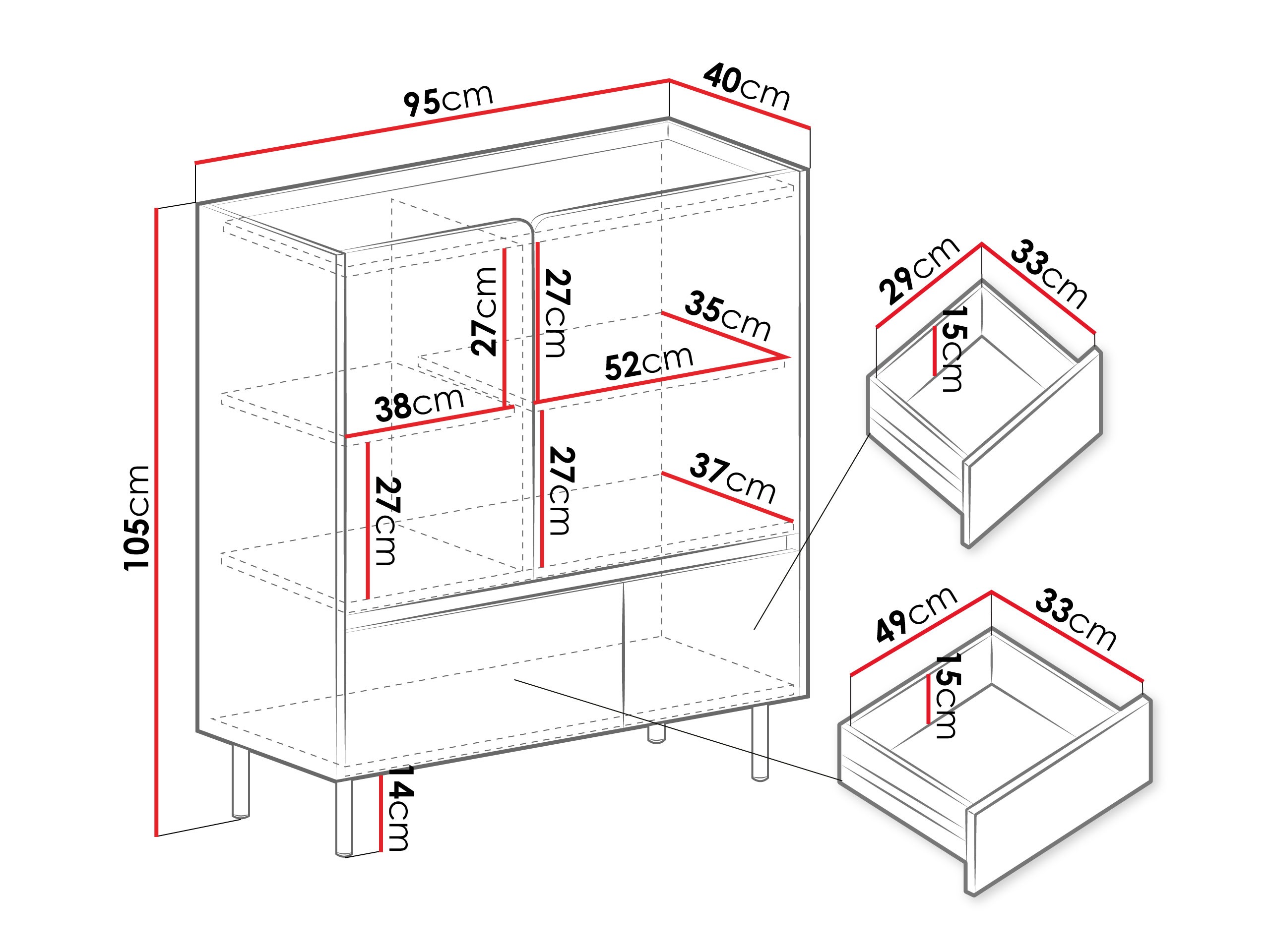 Kumode Fiosono 108 (Putekļaini zaļa + Ozols)
