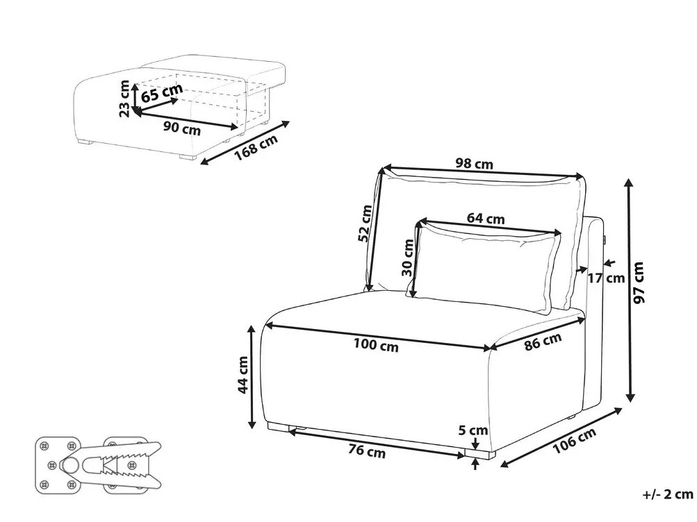 Moduļu krēsls Berwyn 3018 (Zils)