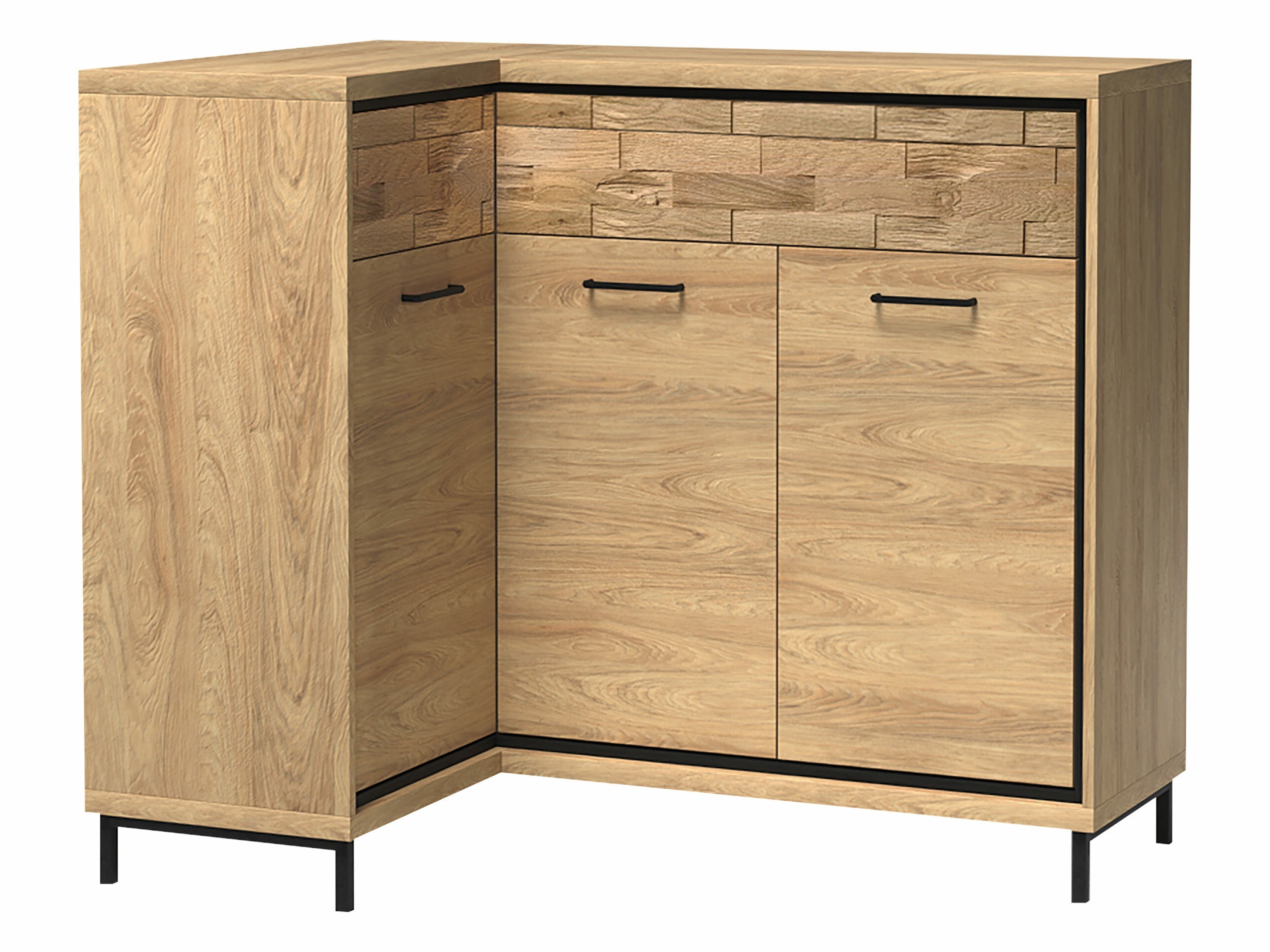 Stūra kumode Etrmoni 121 (Gaišs koks + Ozols)