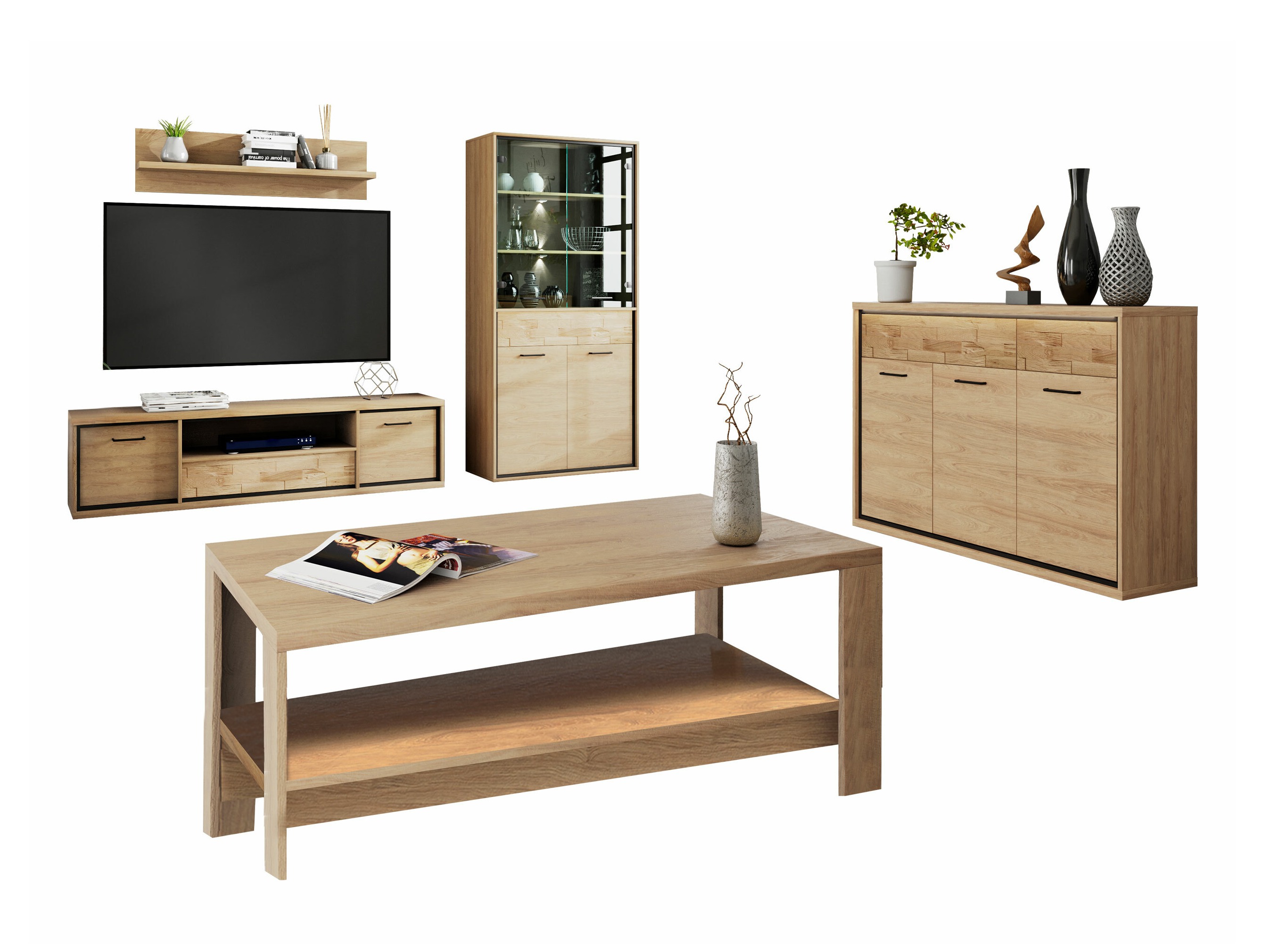 Viesistabas komplekts Etrmoni 118 (Gaišs koks + Ozols)