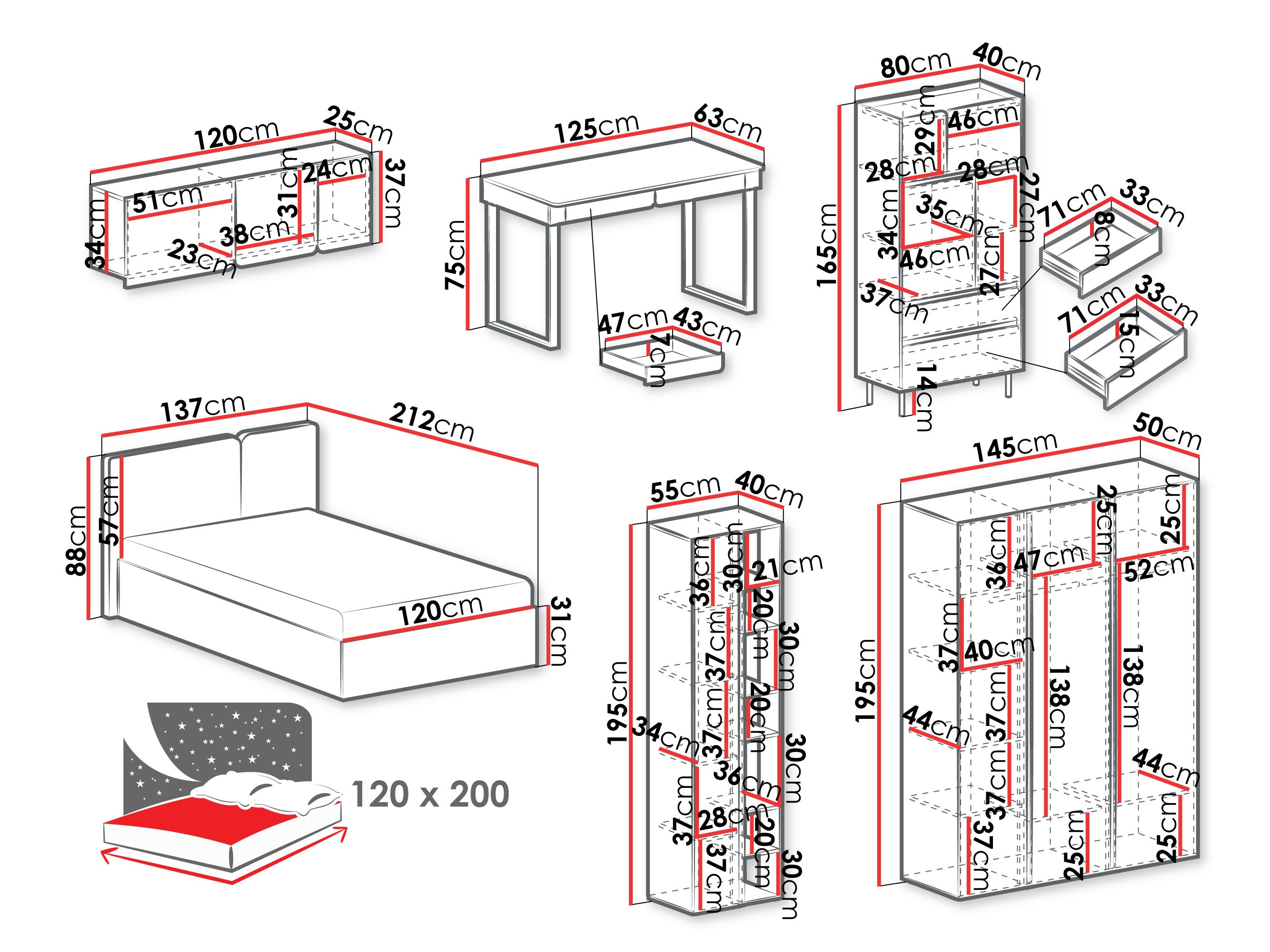 Guļamistabas komplekts Fiosono 113 (Eikalipts + Ozols)