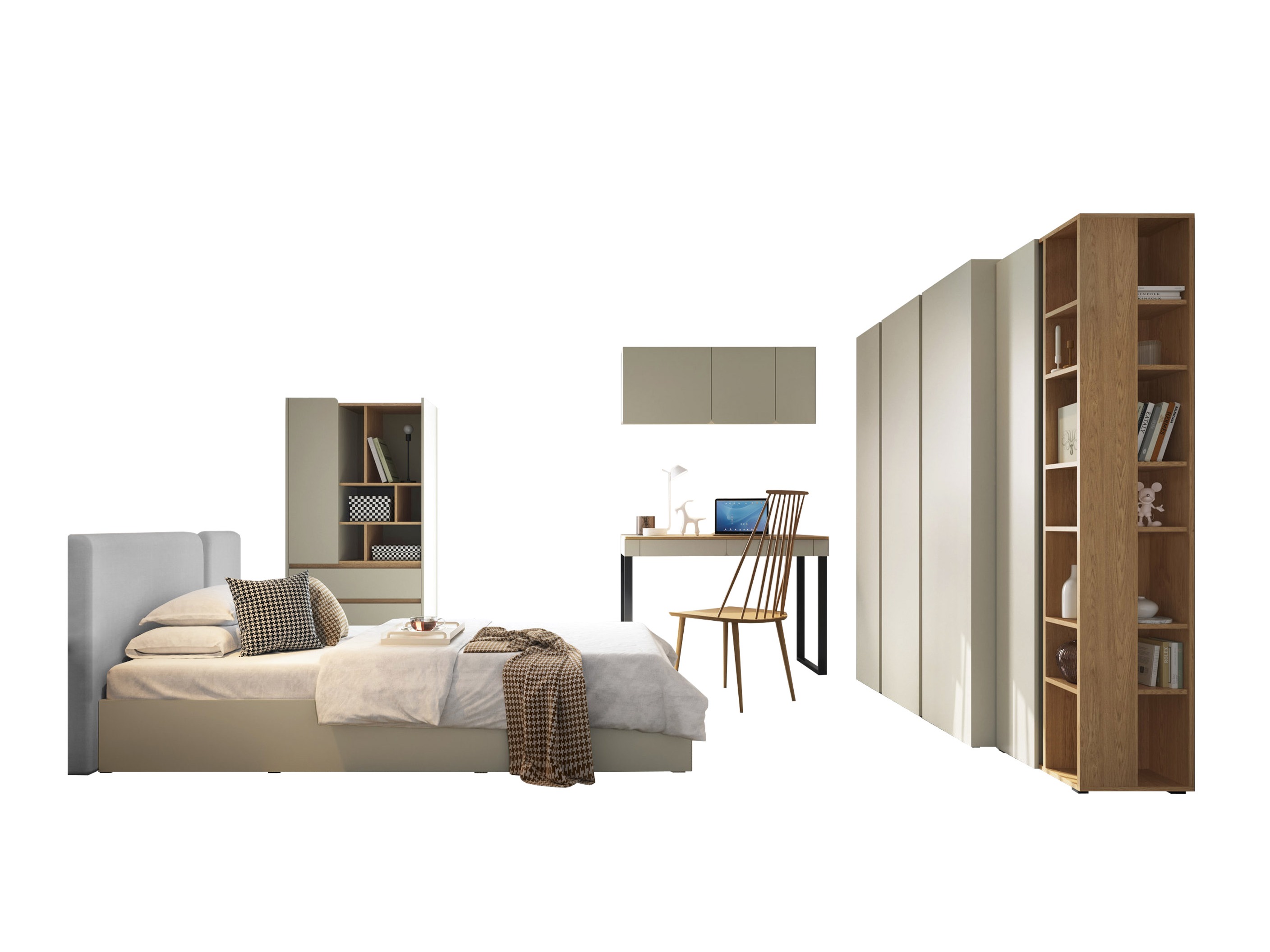 Mēbeļu komplekts Fiosono 114 (Putekļaini zaļa + Ozols)