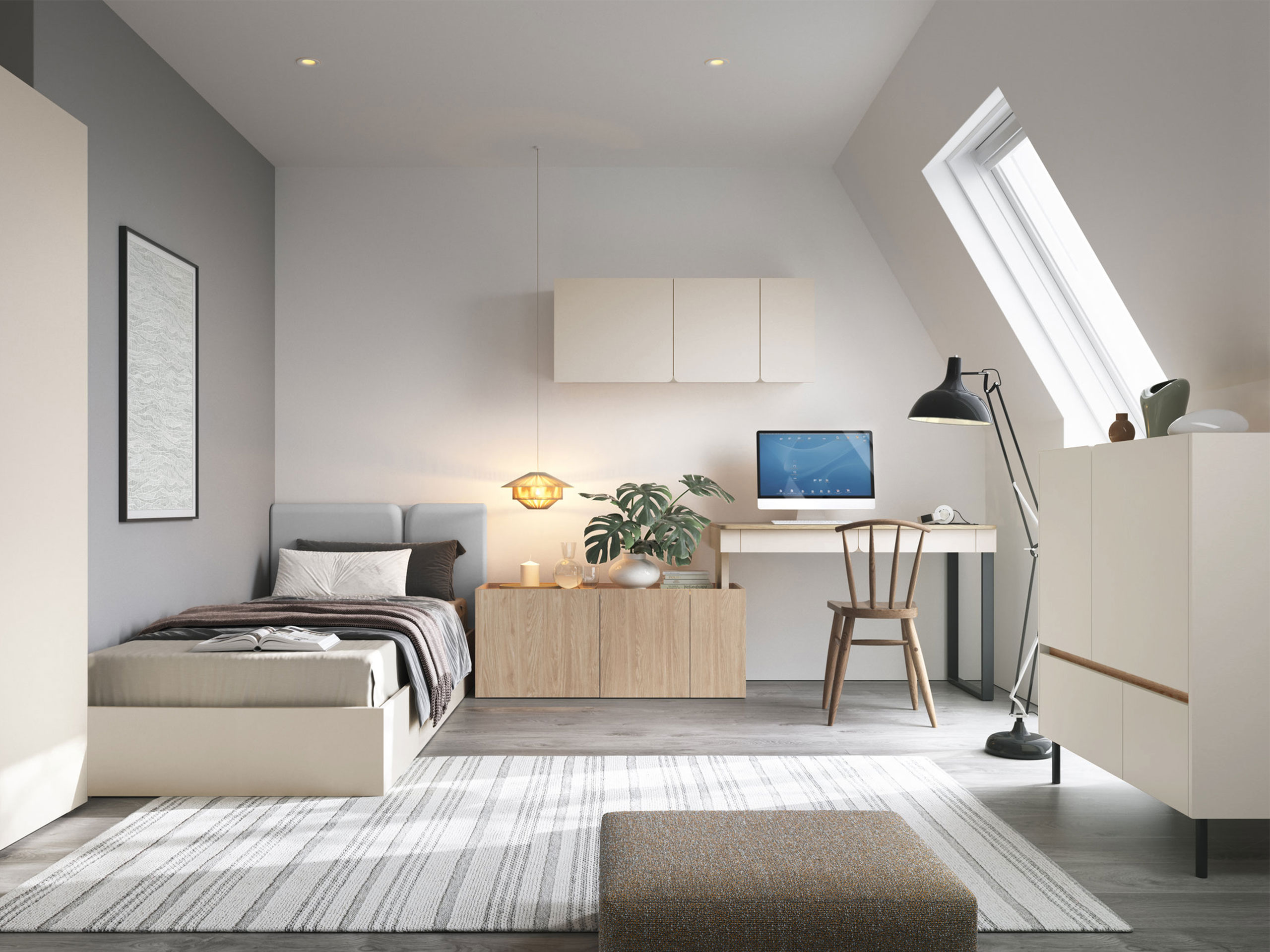 Mēbeļu komplekts Fiosono 115 (Bēšs + Ozols)