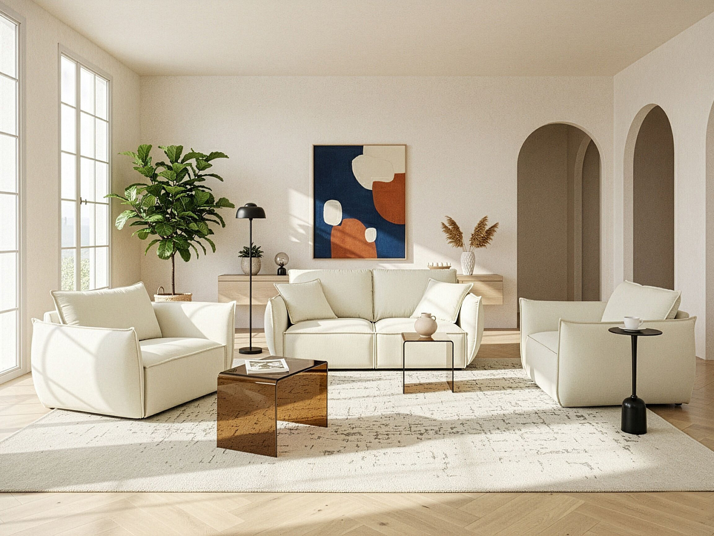 Mīksto mēbeļu komplekts Berwyn 3024 (Gaiši bēšs)