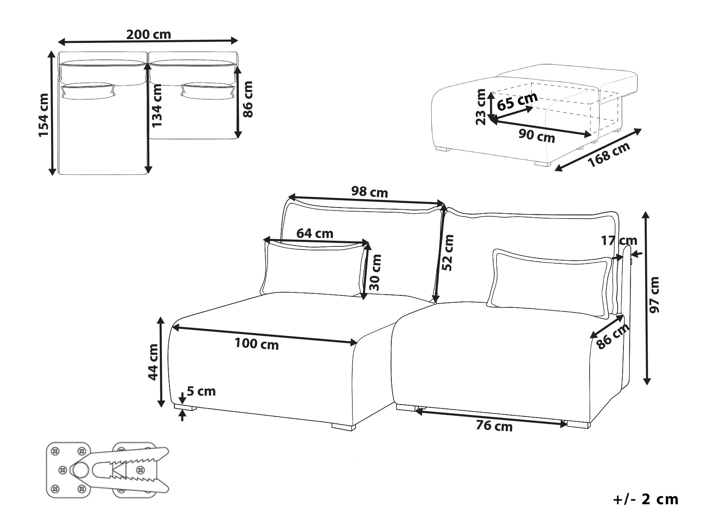 Moduļu stūra dīvāns Berwyn 3021 (Zils)