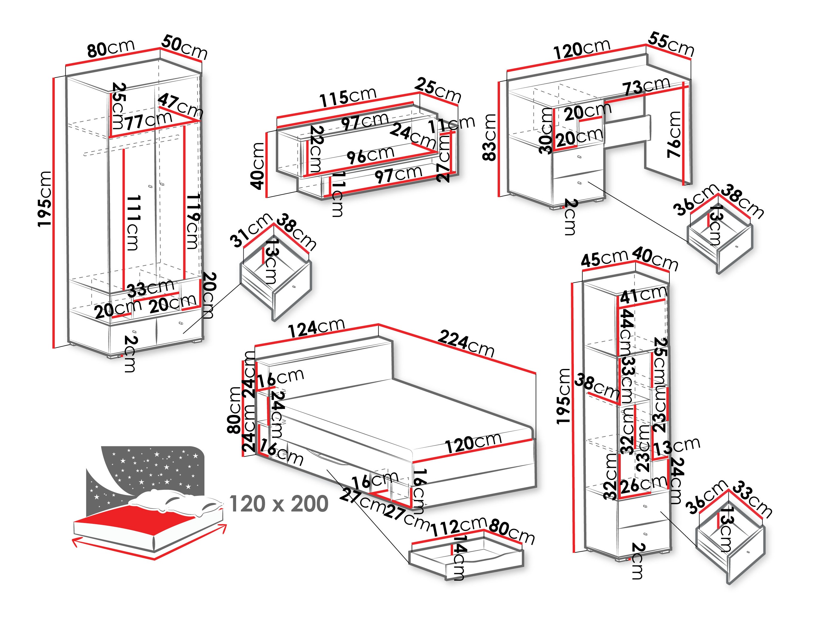 Mēbeļu komplekts Ciravie 108