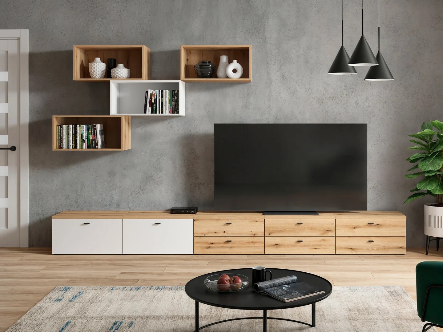 Viesistabas komplekts Merciru 116 (Ozols + Balts)