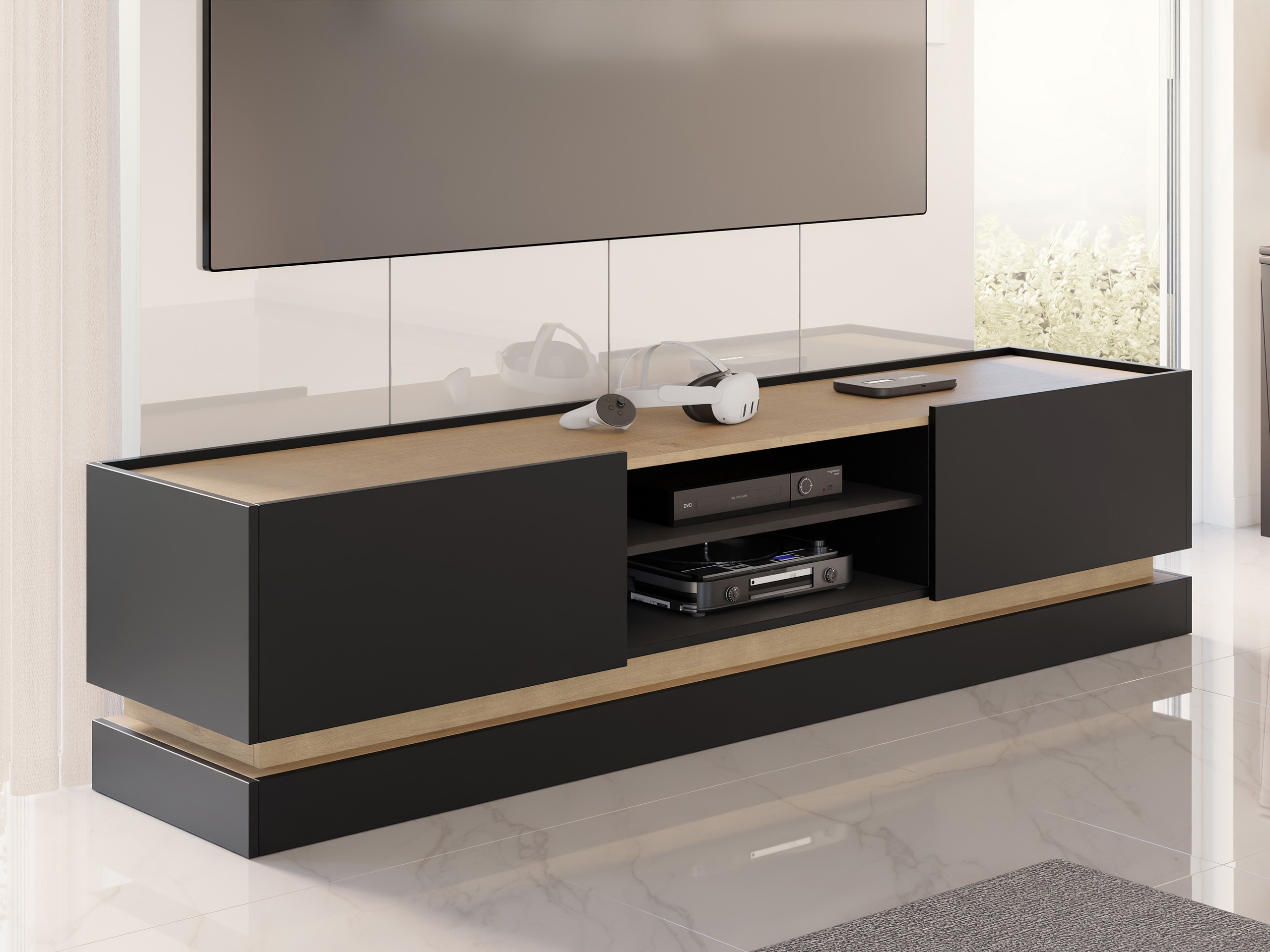 TV galds Comfivo Tilia (Melns + Ozols)