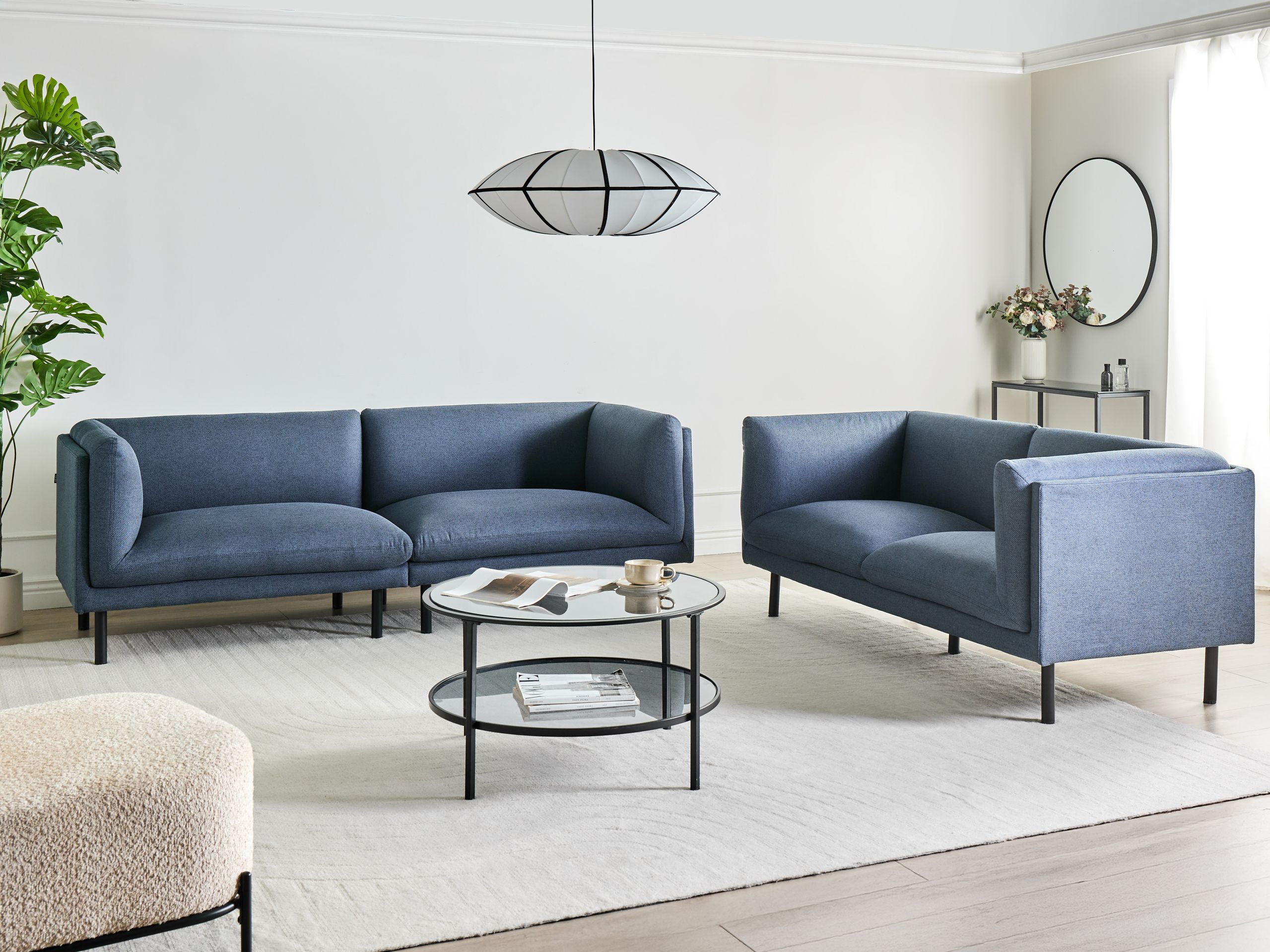 Mīksto mēbeļu komplekts Berwyn 3085 (Tumši zils)