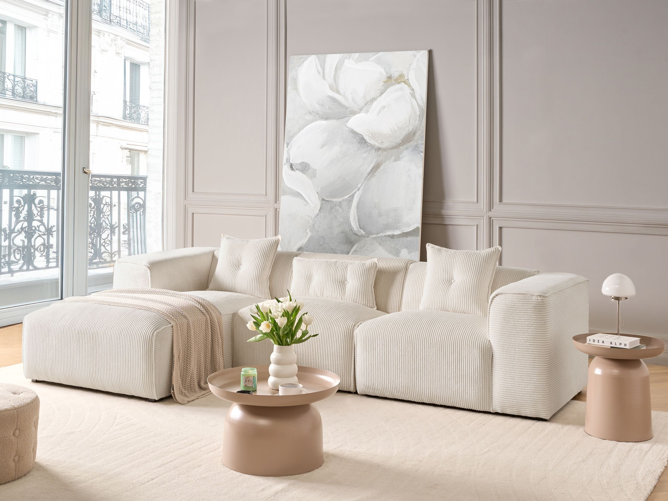 Stūra dīvāns Berwyn 3121 (Balts)