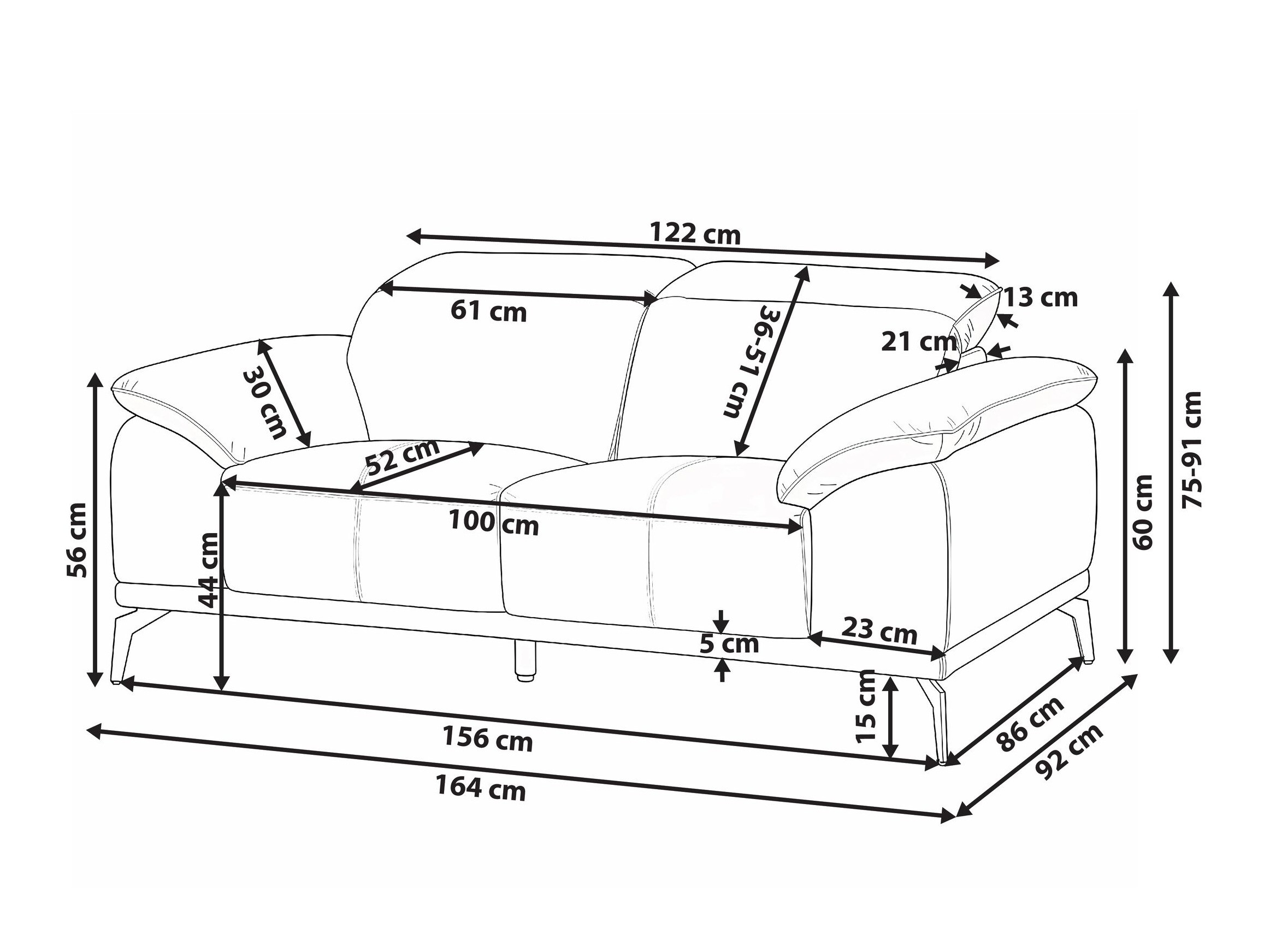 Dīvāns Berwyn 3125 (Melns)