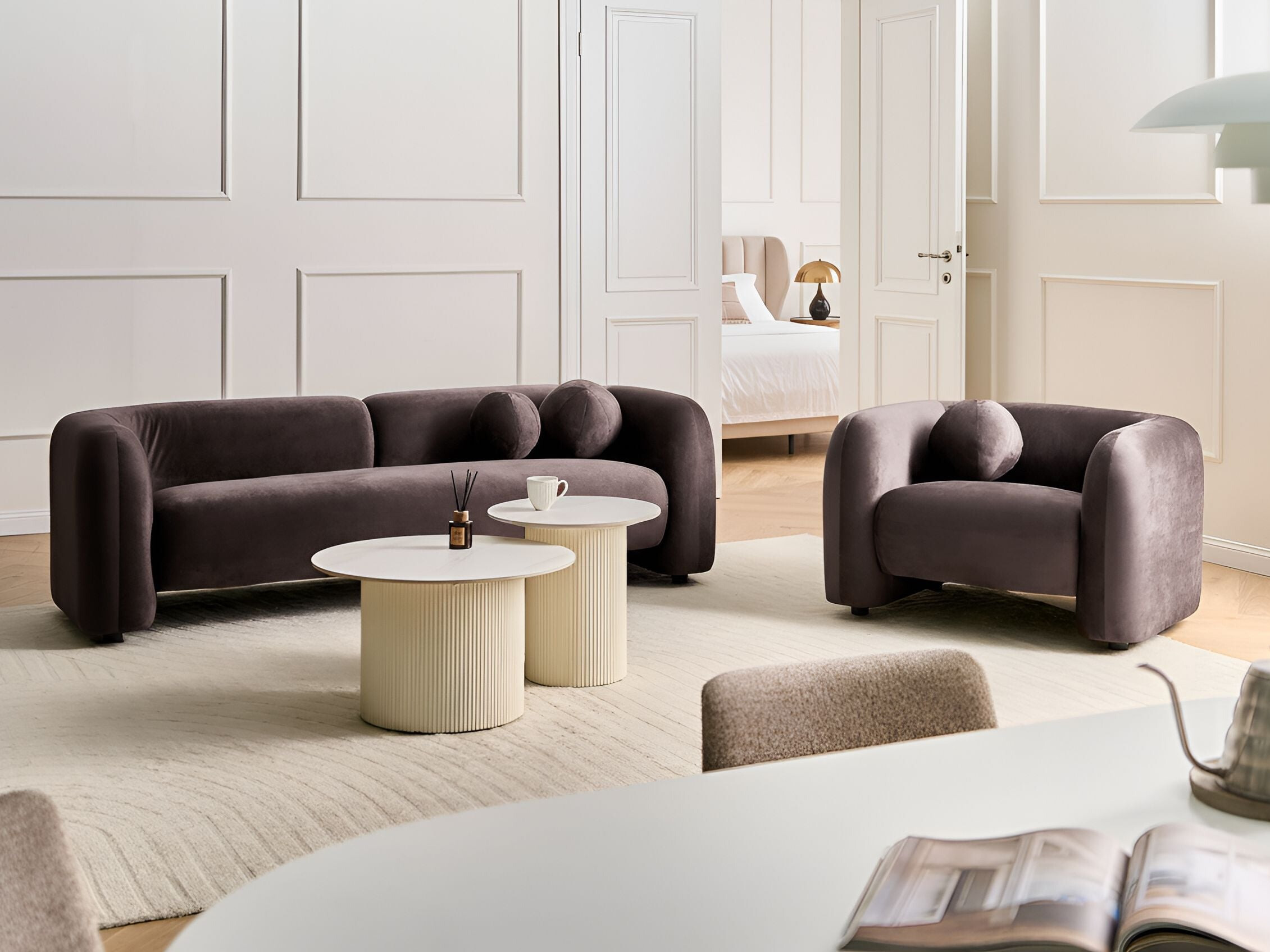 Mīksto mēbeļu komplekts Veselme 104 (Tumši brūns)