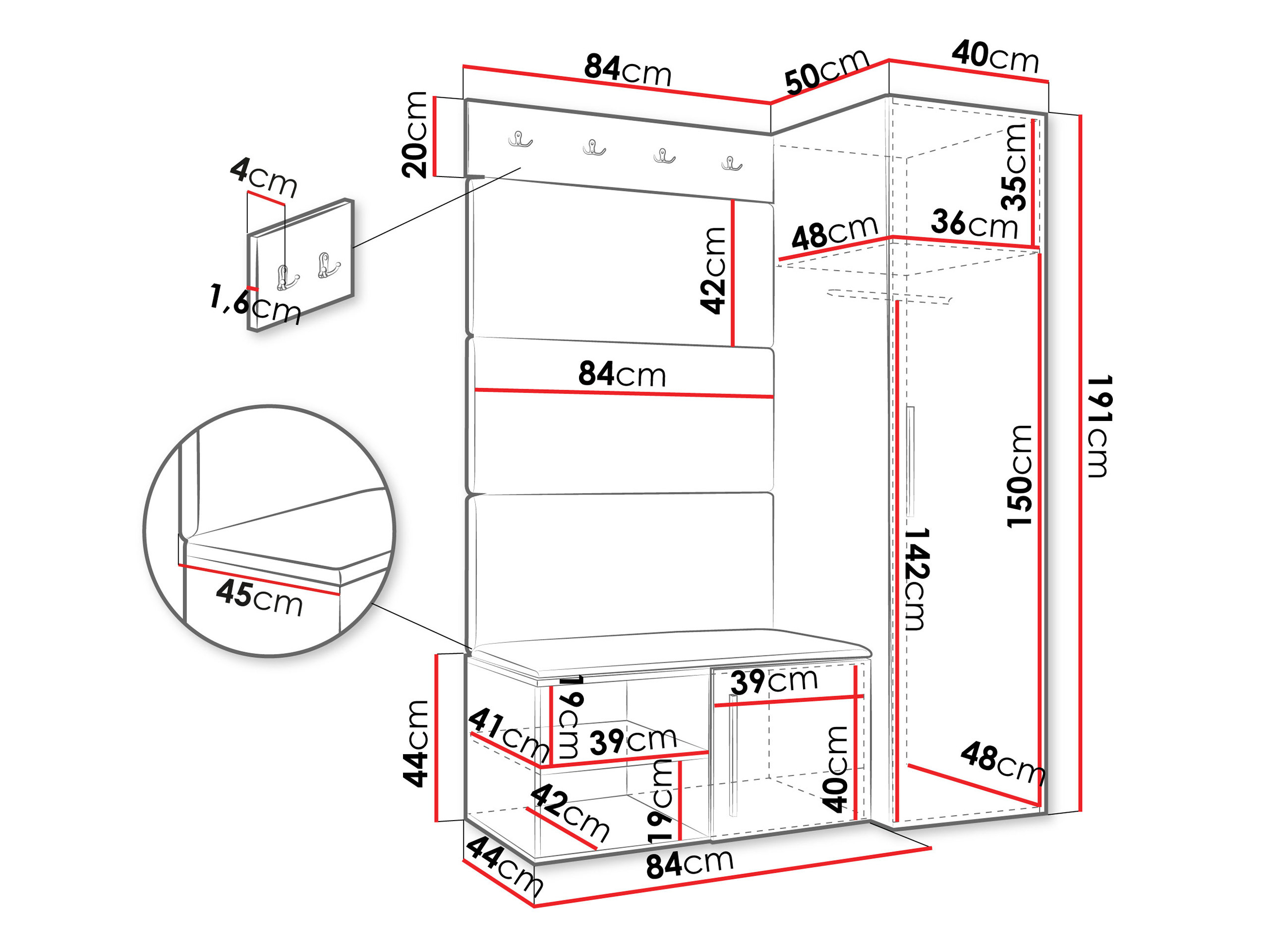 Priekšnama komplekts Nitos II (Balts)