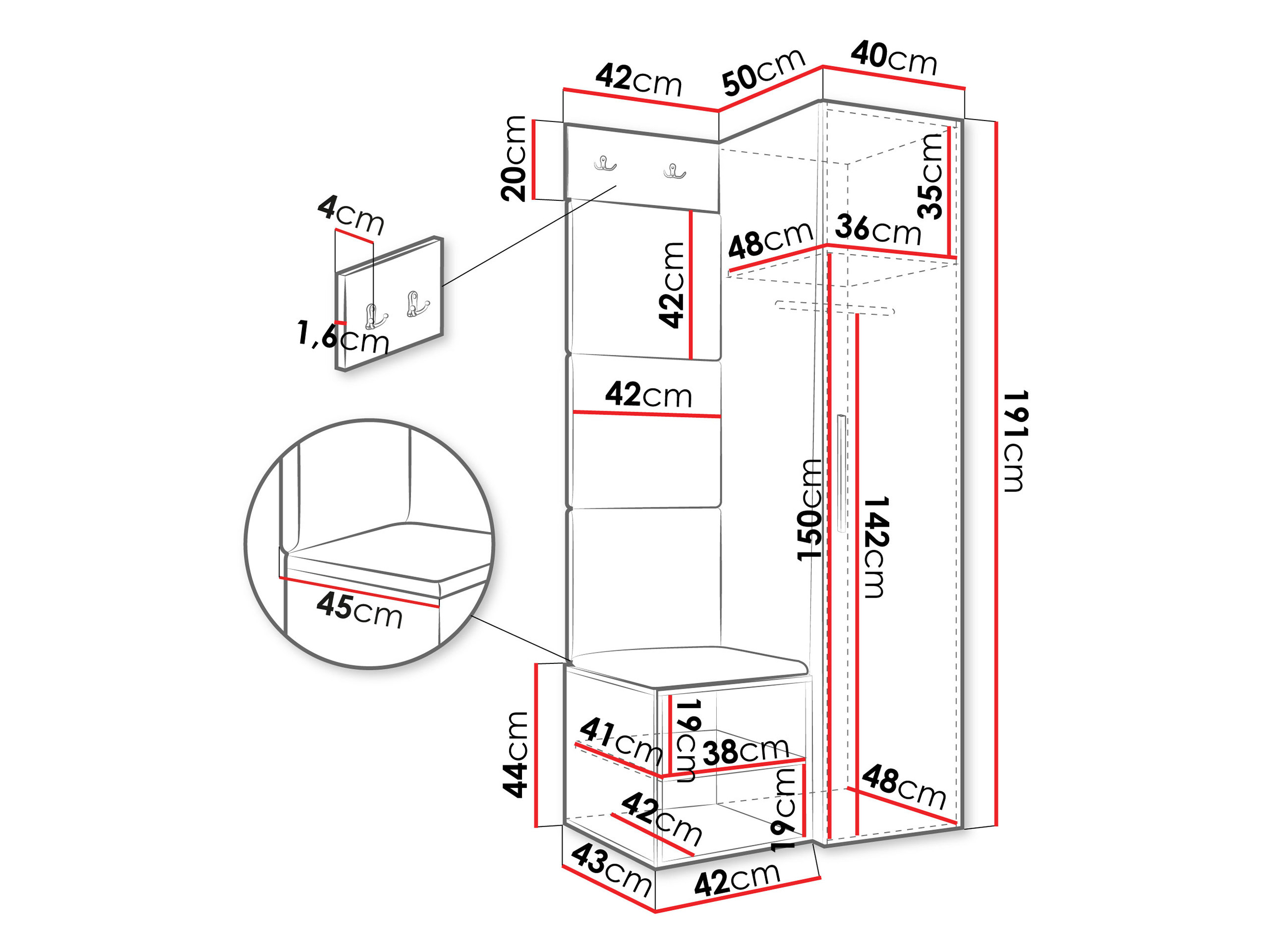Priekšnama komplekts Nitos III (Balts)