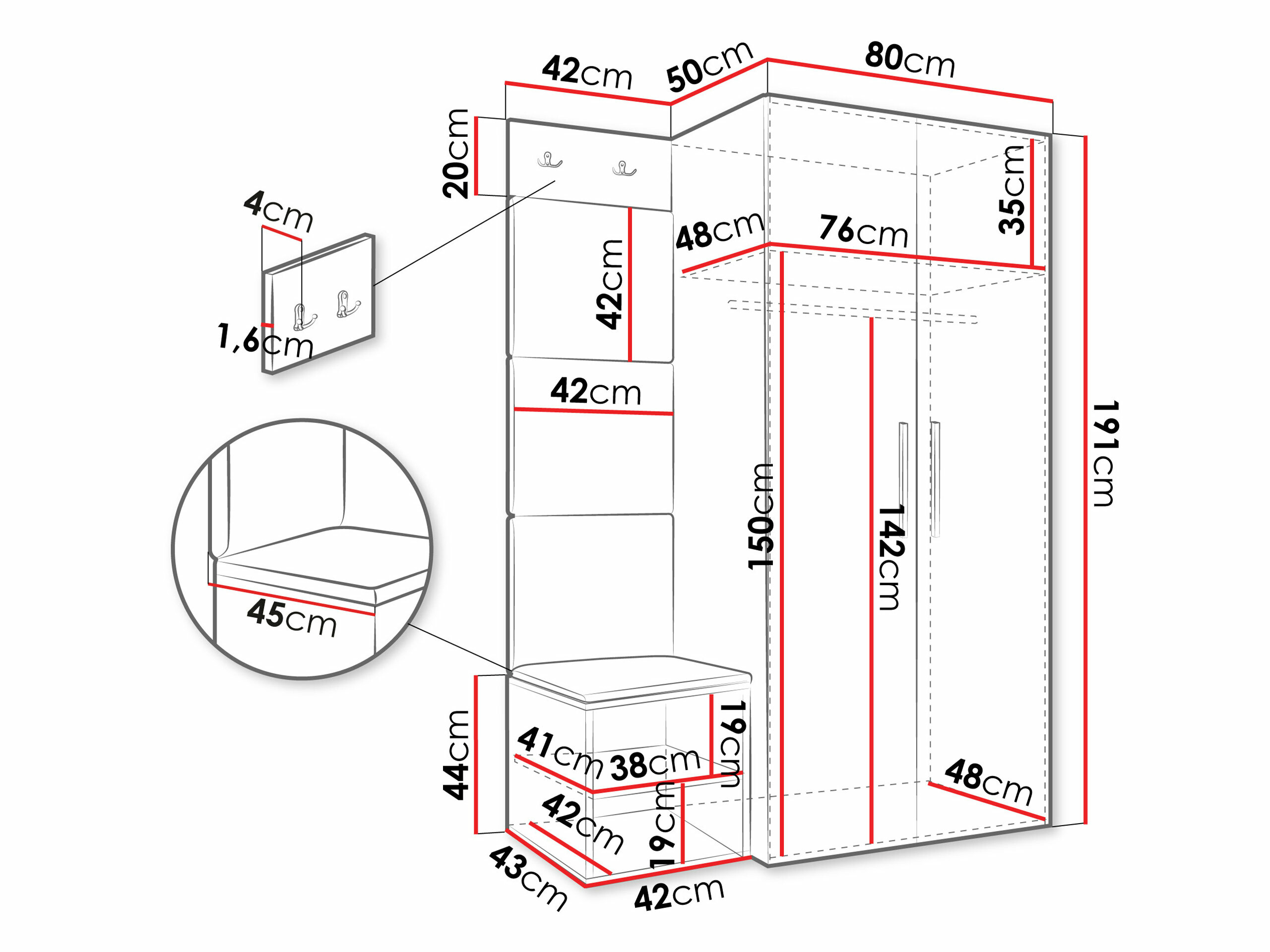 Priekšnama komplekts Nitos IV (Balts)