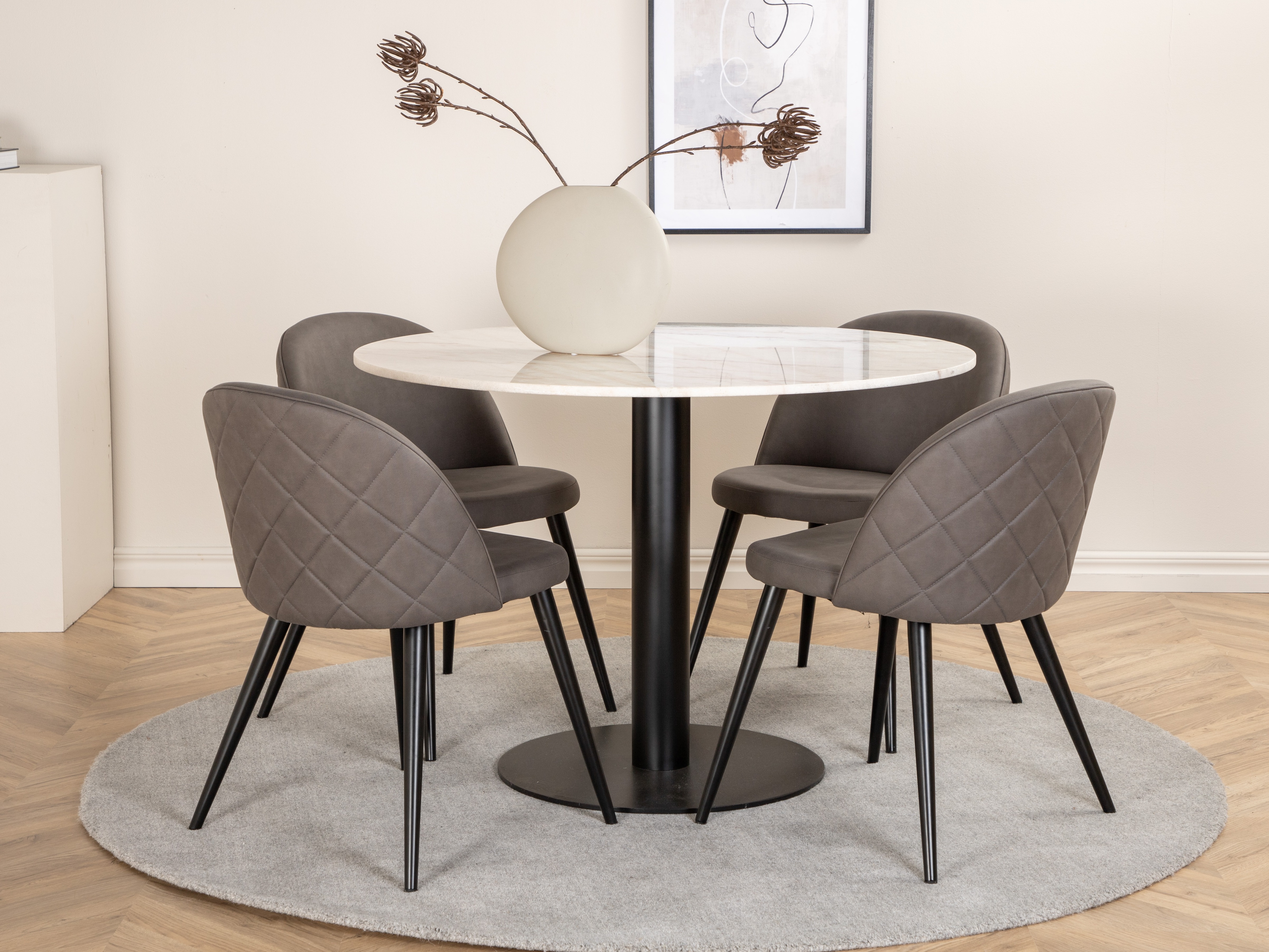 Galds Dallas 175 (Balts marmors + Melns)