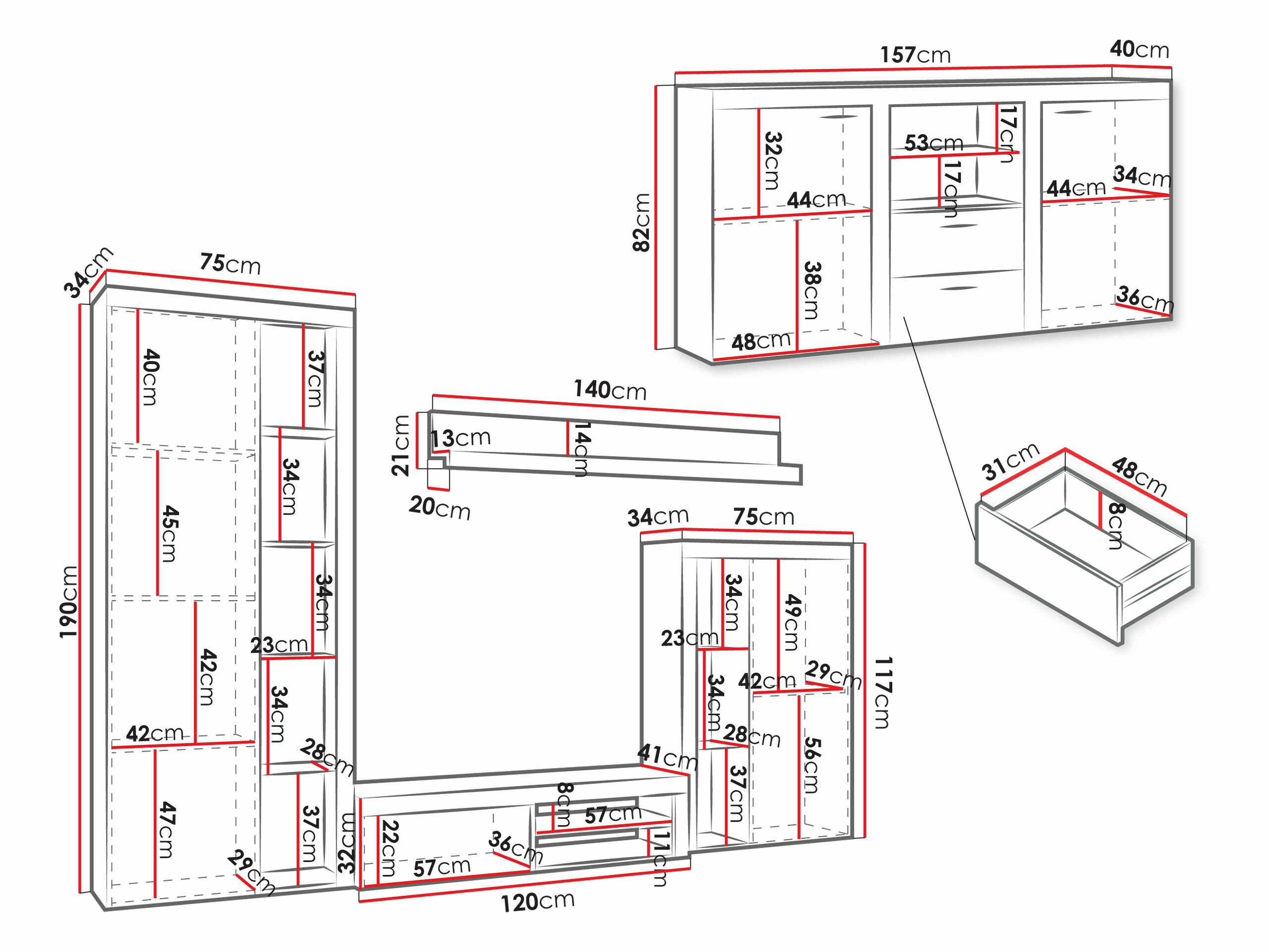 Viesistabas komplekts Soca I (Balts)