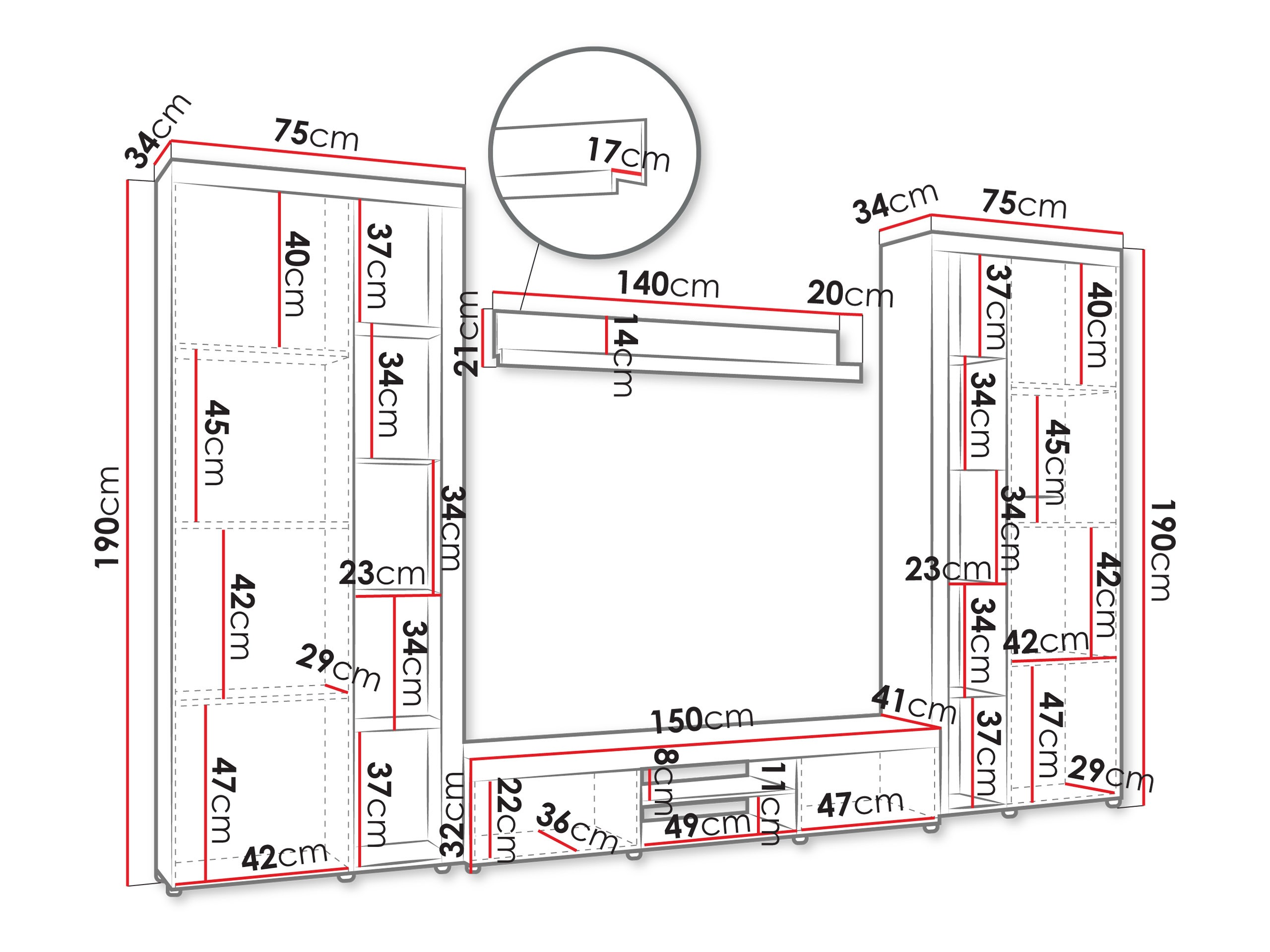 Viesistabas komplekts Soca II (Balts)