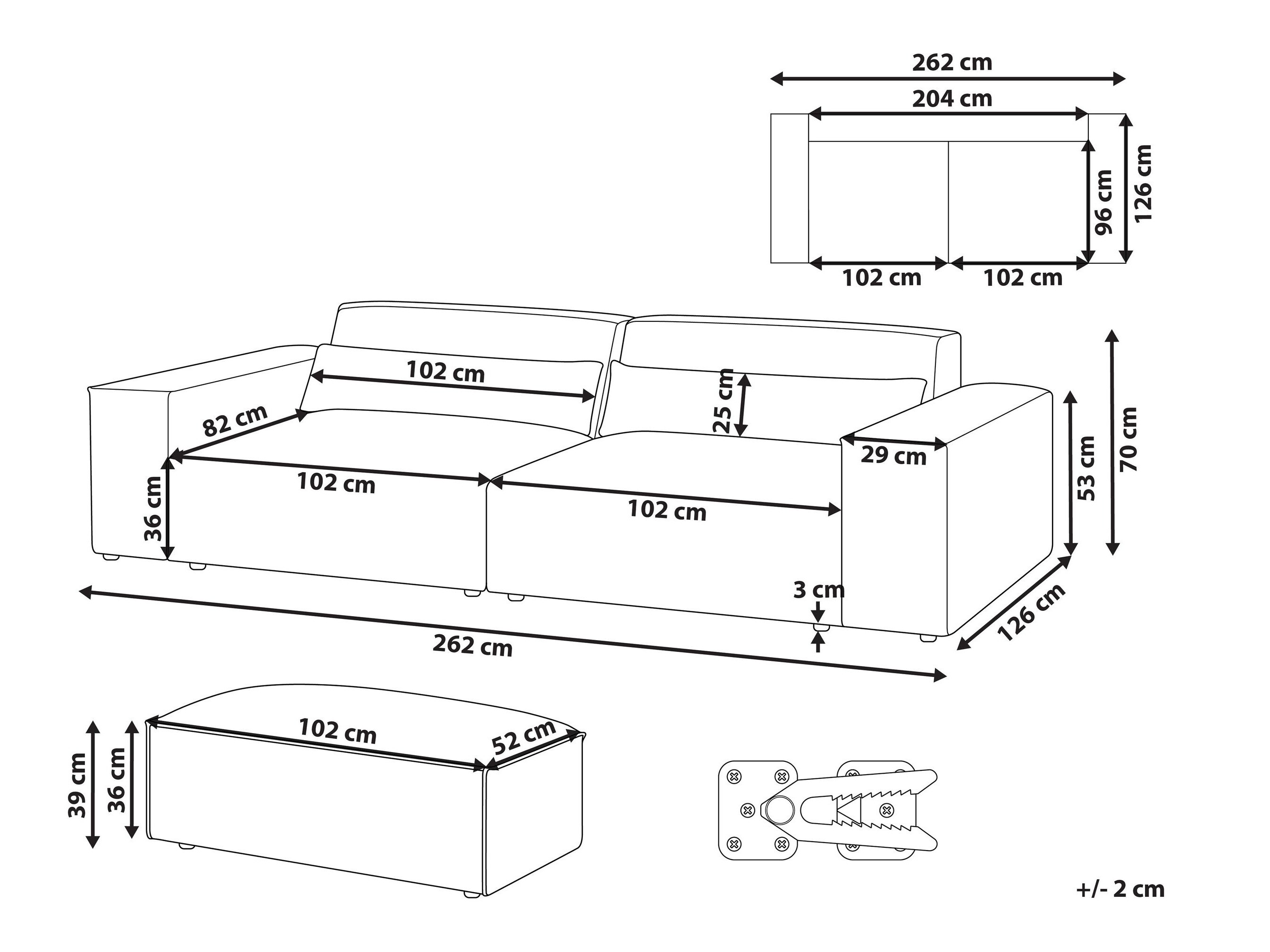 Mīksto mēbeļu komplekts Tivsora 107 (Gaiši bēšs)