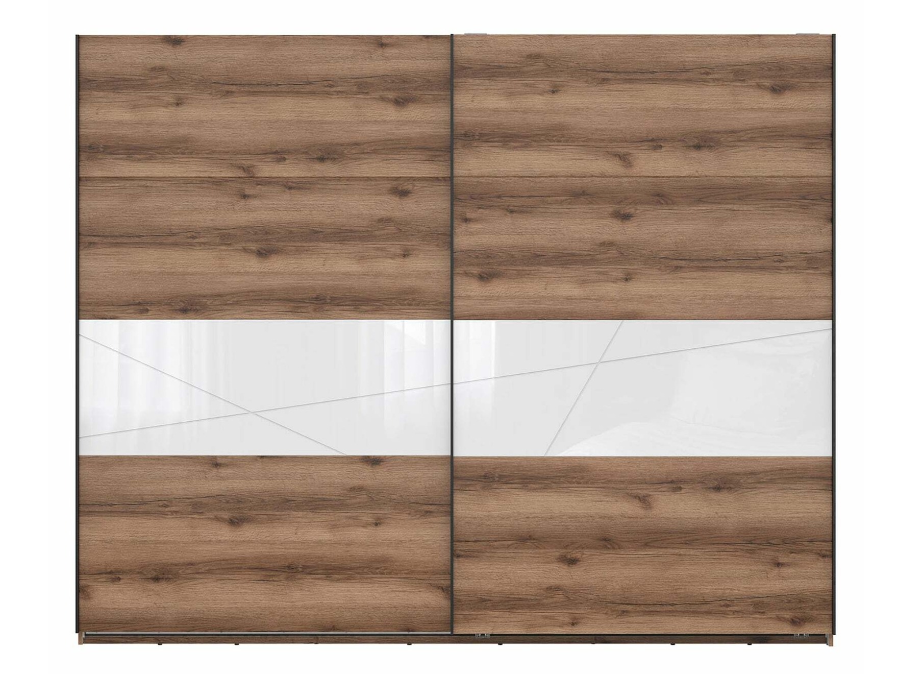 Skapis Fivale 124 (Tumšs delano ozols + Glancēts balts)