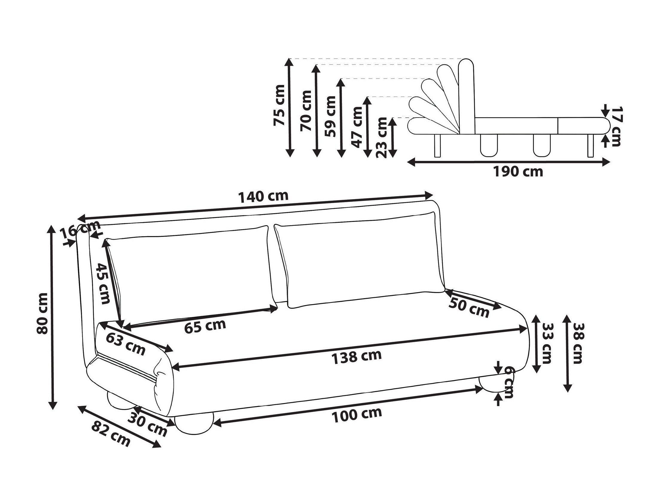 Dīvāns gulta Berwyn 3167 (Tumši pelēks)