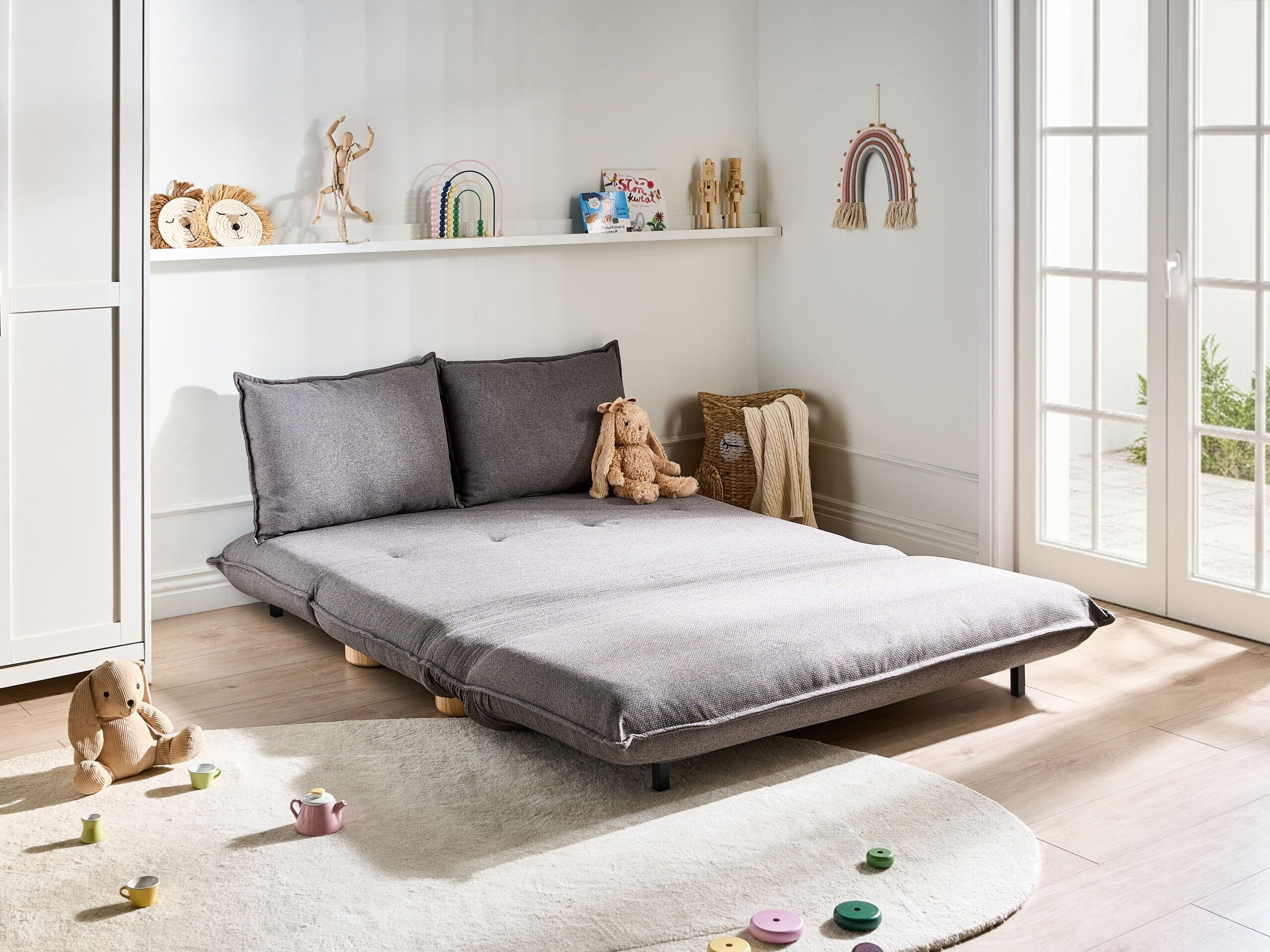 Dīvāns gulta Berwyn 3167 (Tumši pelēks)