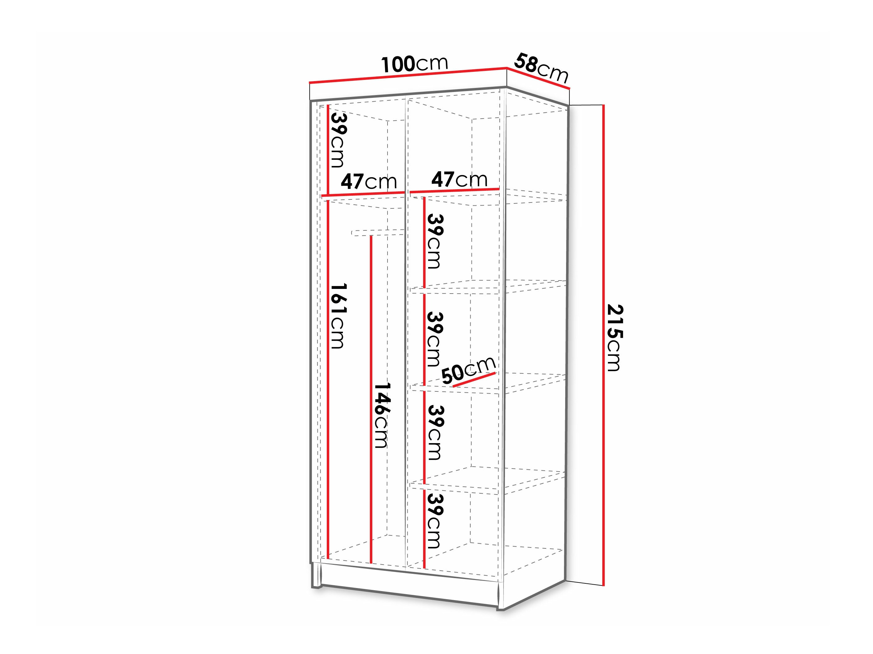 Skapis Closico 194 (Balts + Melns)