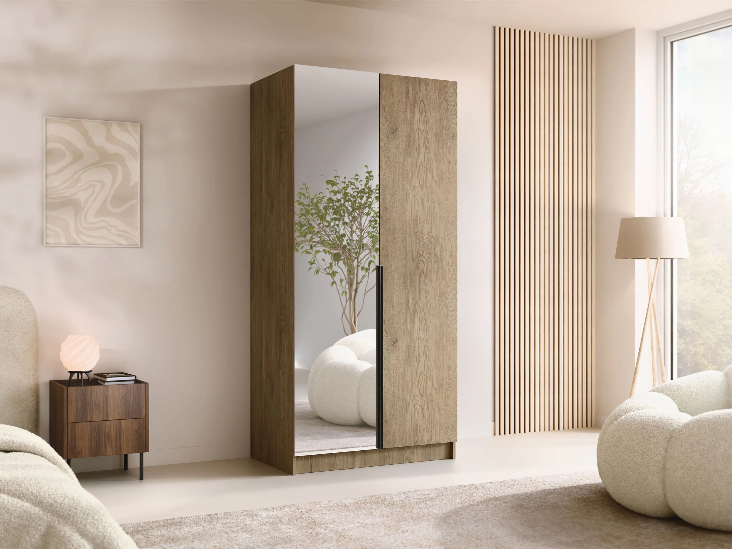 Skapis Closico Staton II (Gaišs koks + Melns)