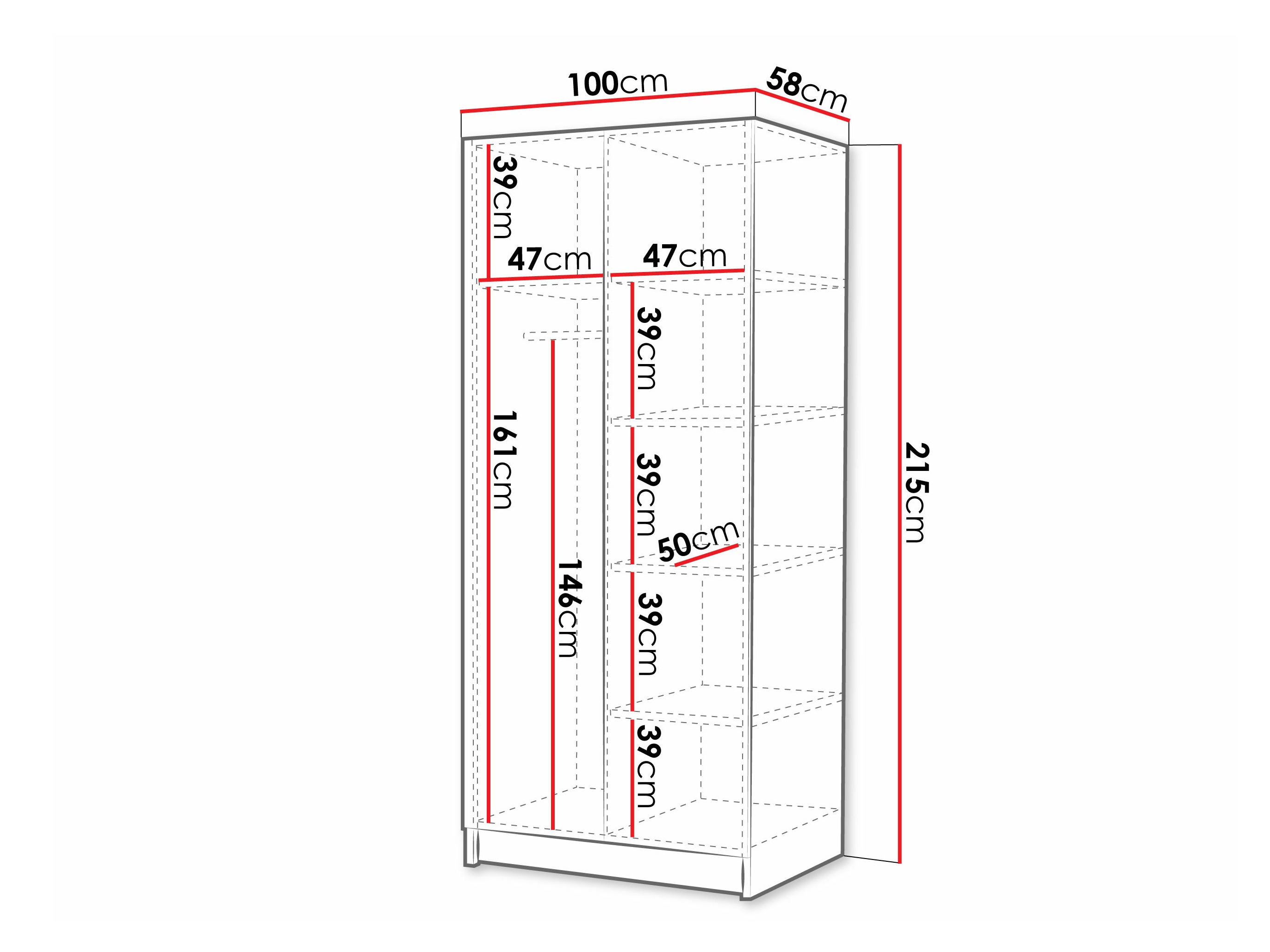Skapis Closico 193 (Balts + Melns)