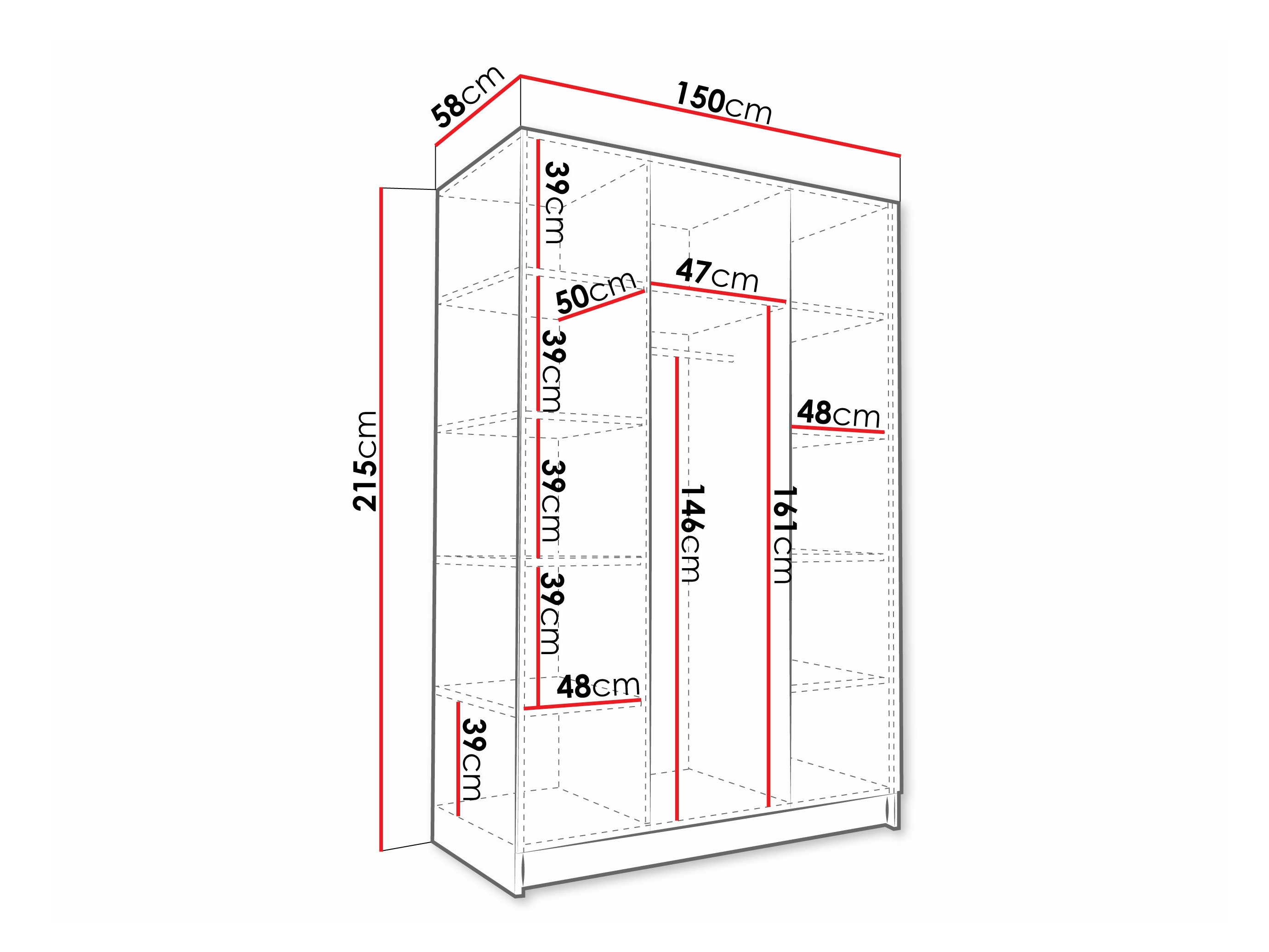 Skapis Closico 196 (Balts + Melns)