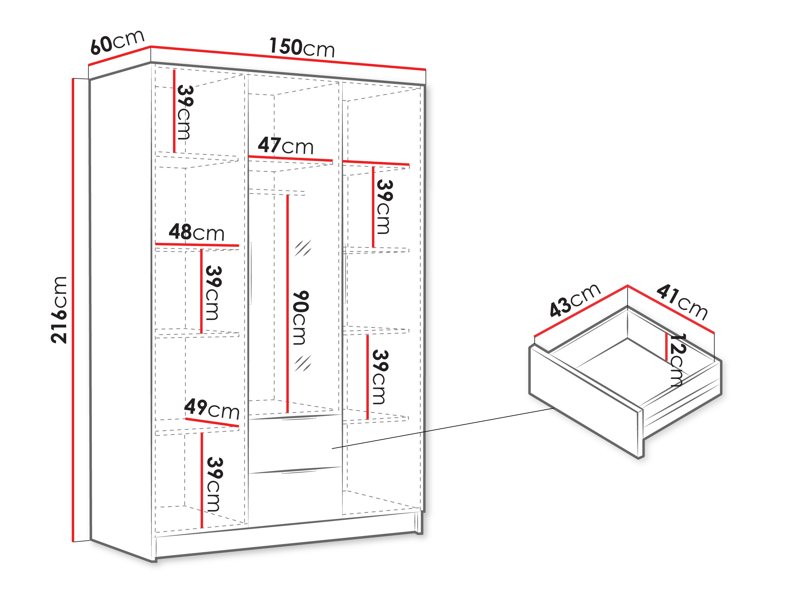 Skapis Closico Calvron II (Balts)