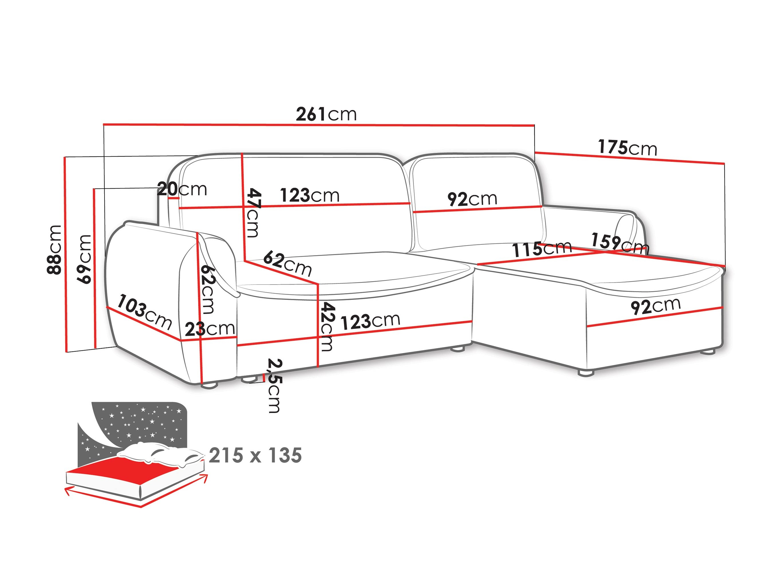 Stūra dīvāns Luces (Cruz 79)