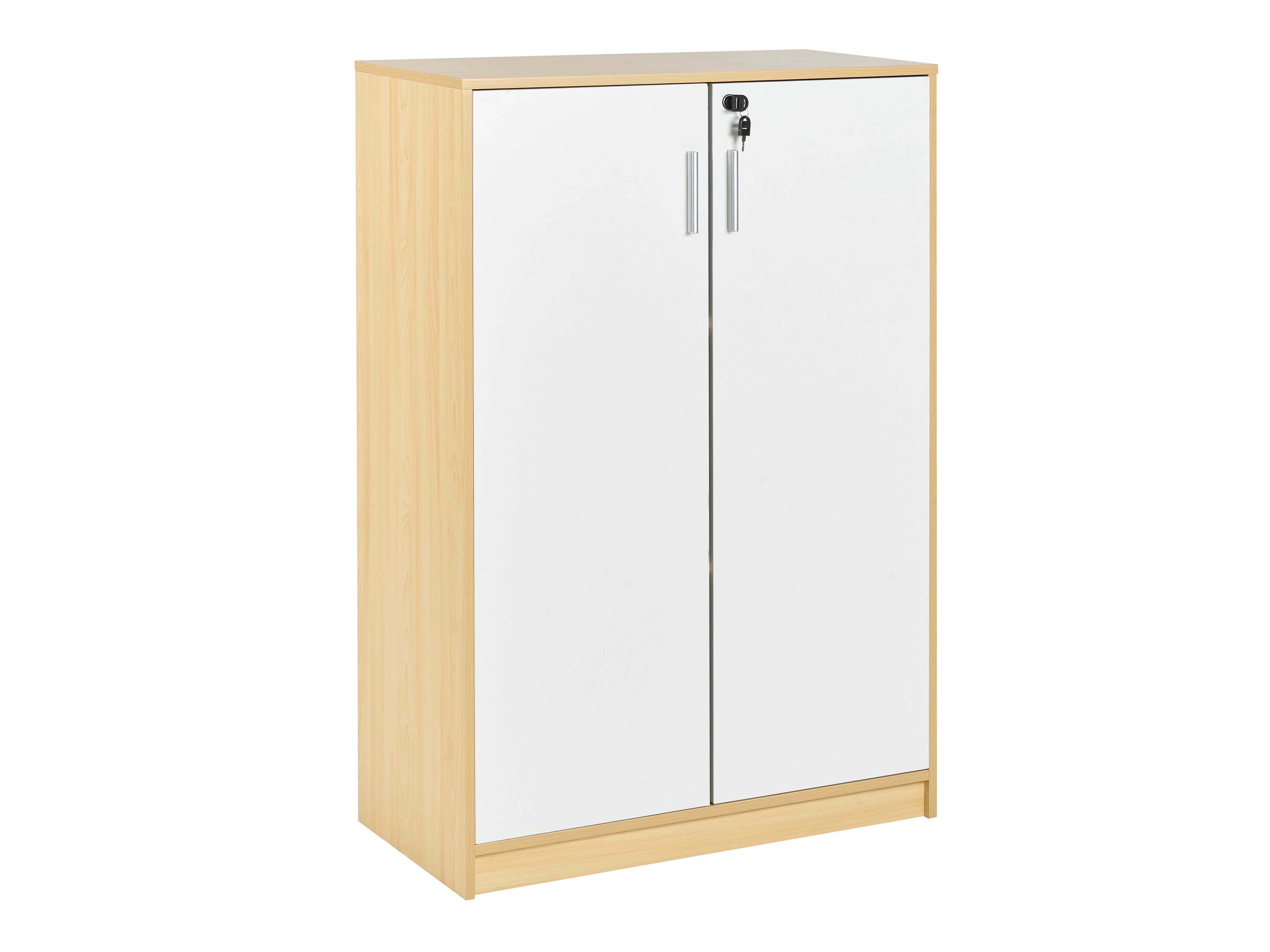 Skapis Catferu 114 (Gaišs koks + balts)