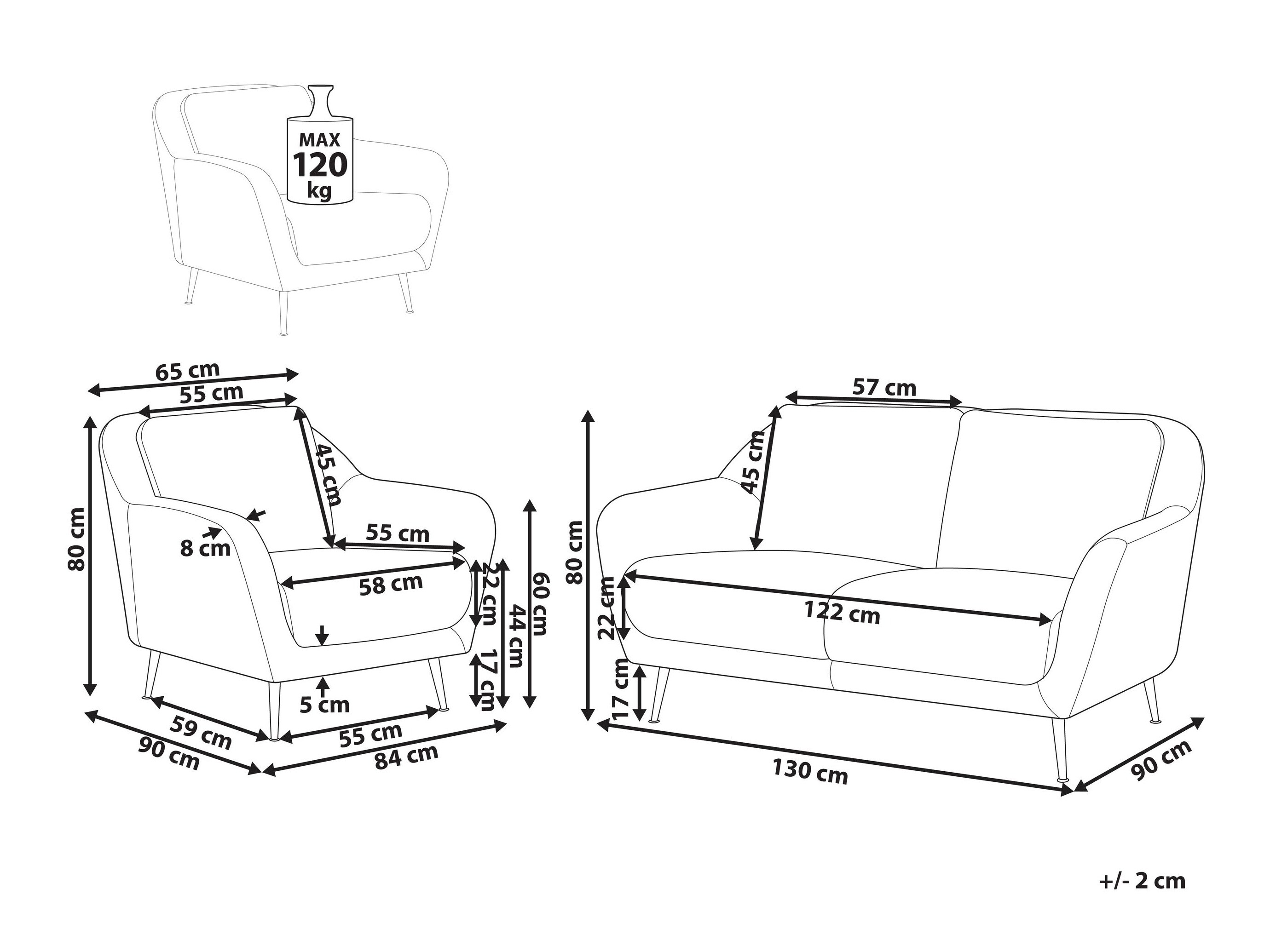 Mīksto mēbeļu komplekts Berwyn 3213 (Melns)
