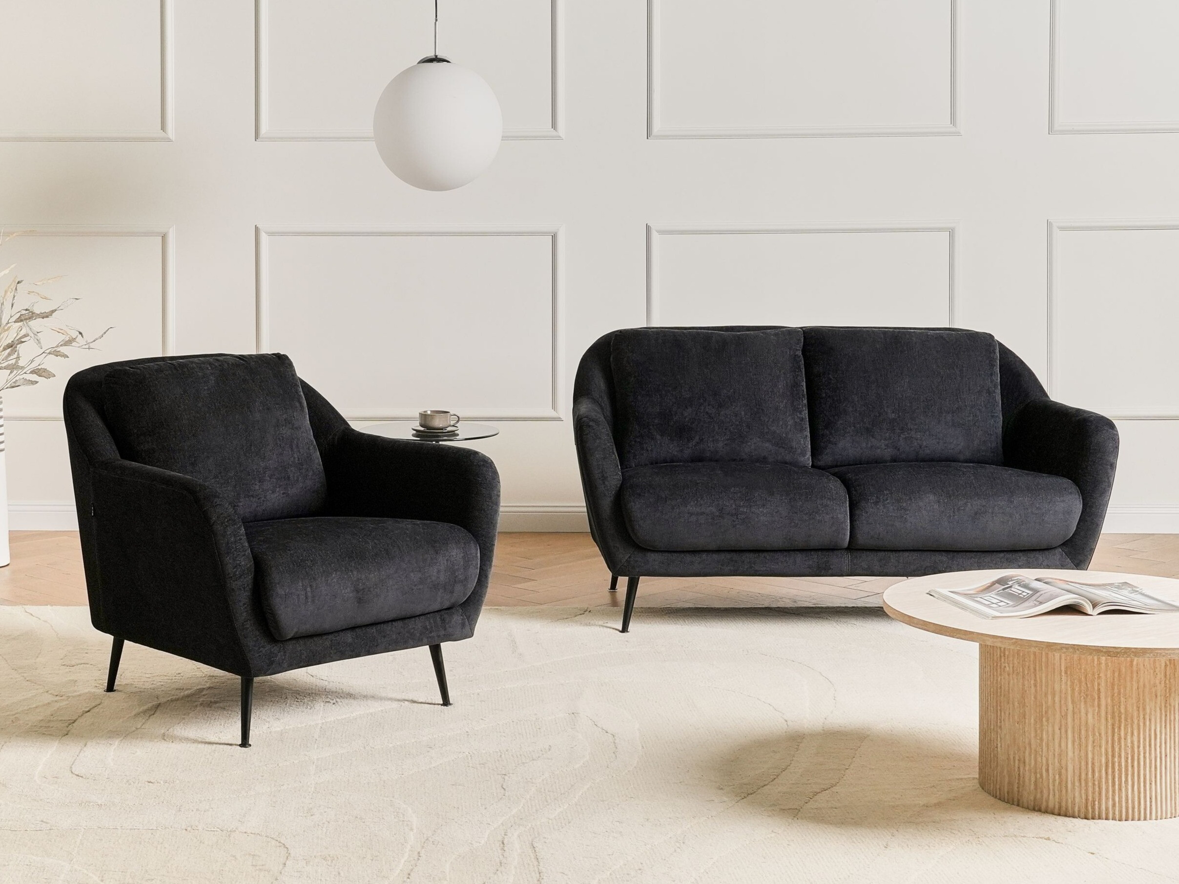 Mīksto mēbeļu komplekts Berwyn 3213 (Melns)