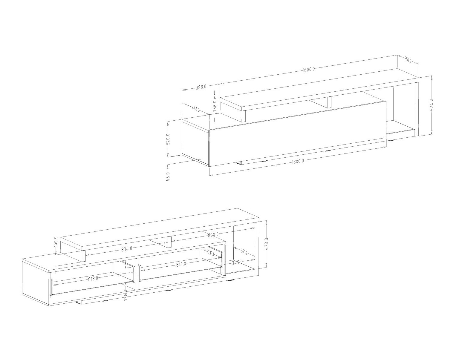 TV galds Lutiva 103 (Balts + Betons)