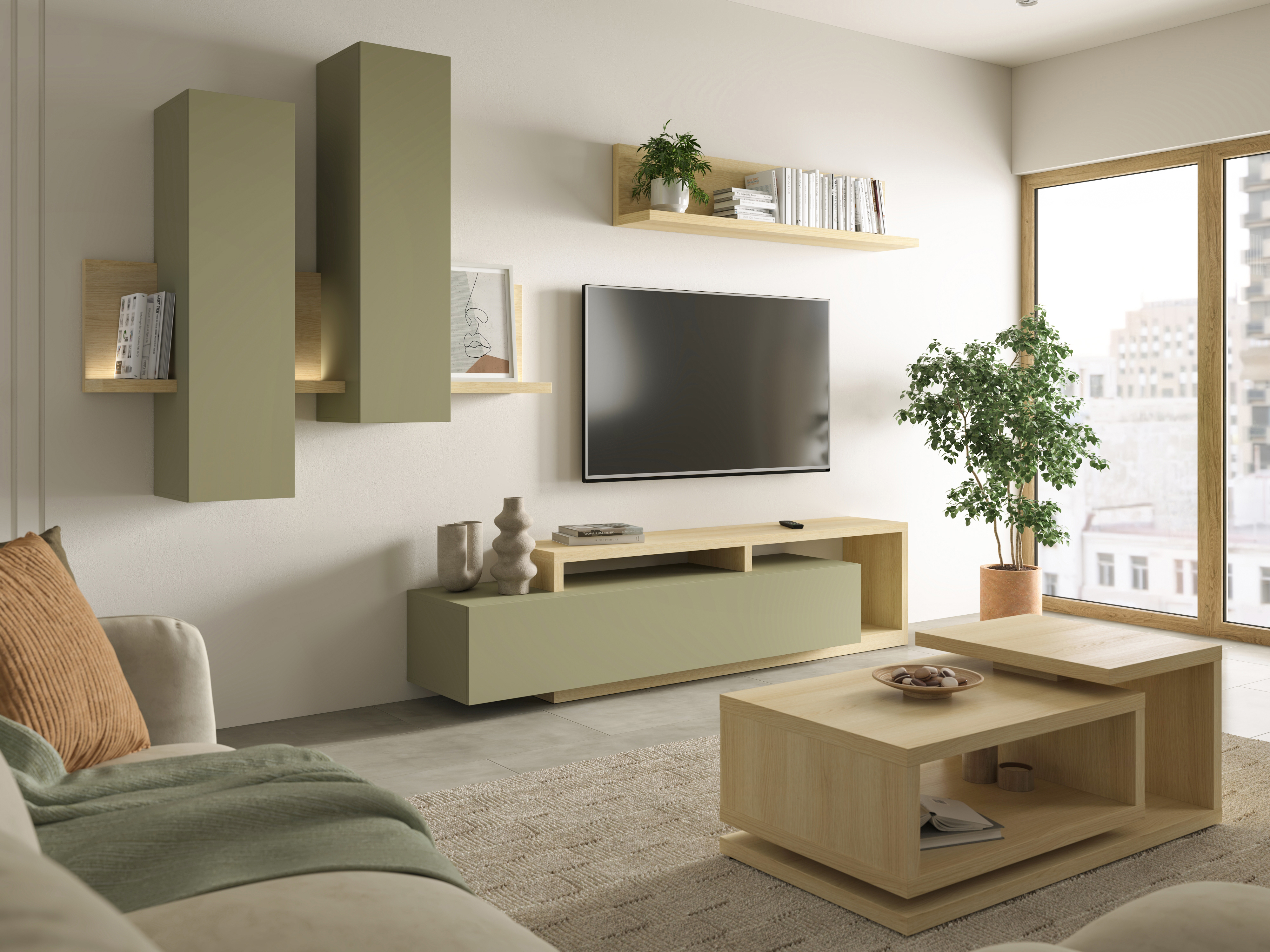 TV galds Lutiva 103 (Eikalipts + Ozols)