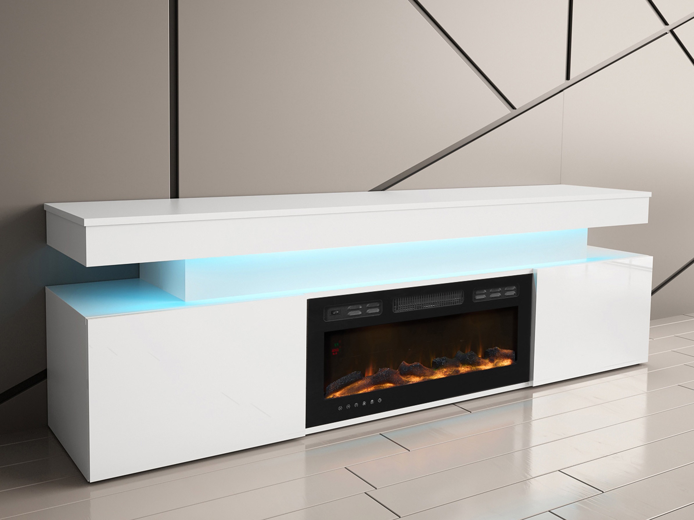 TV galds Monfero 104 (Balts + Glancēts balts)