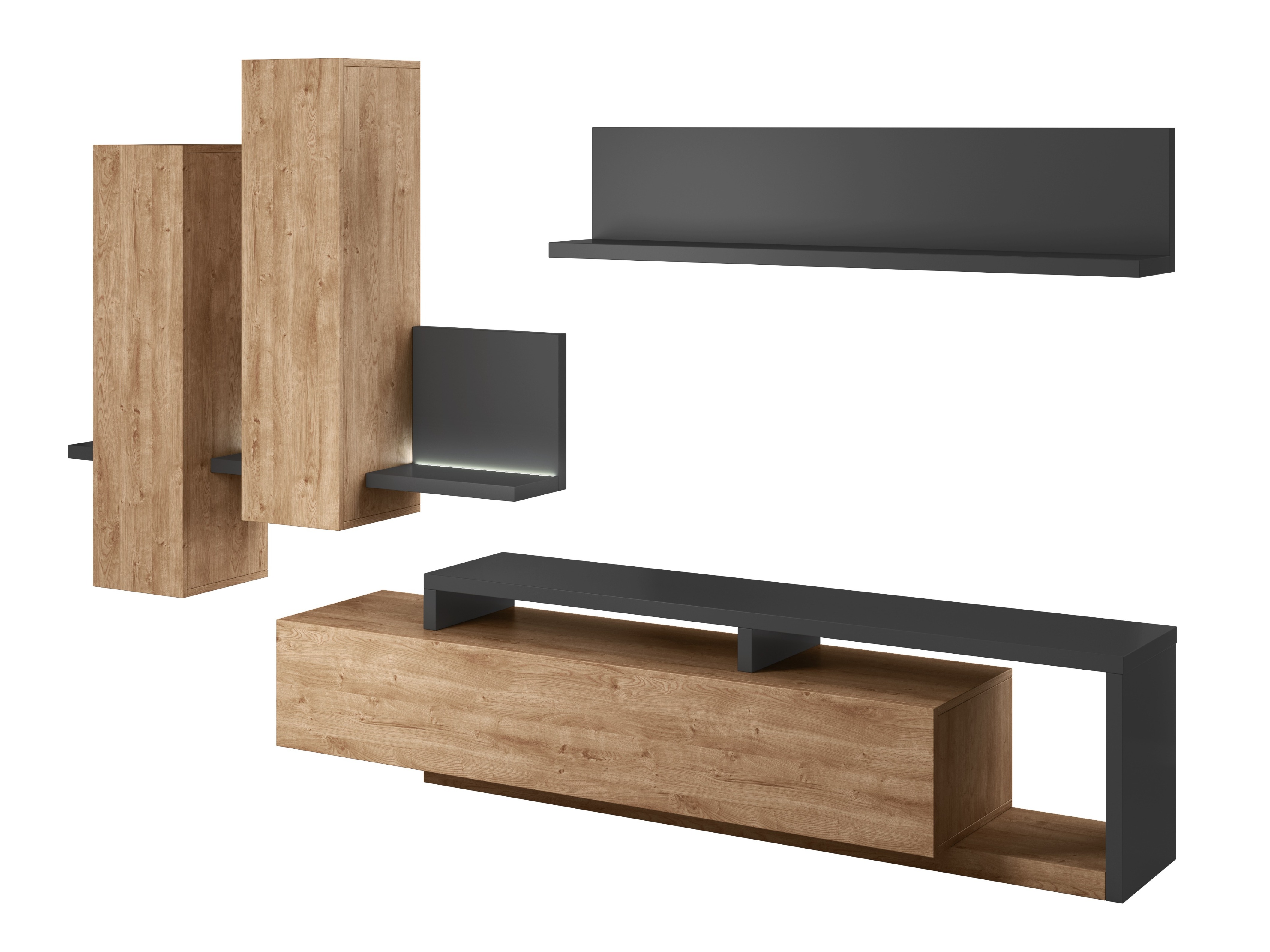 Viesistabas komplekts Lutiva 100 (Antracīts + Ribbec ozols)