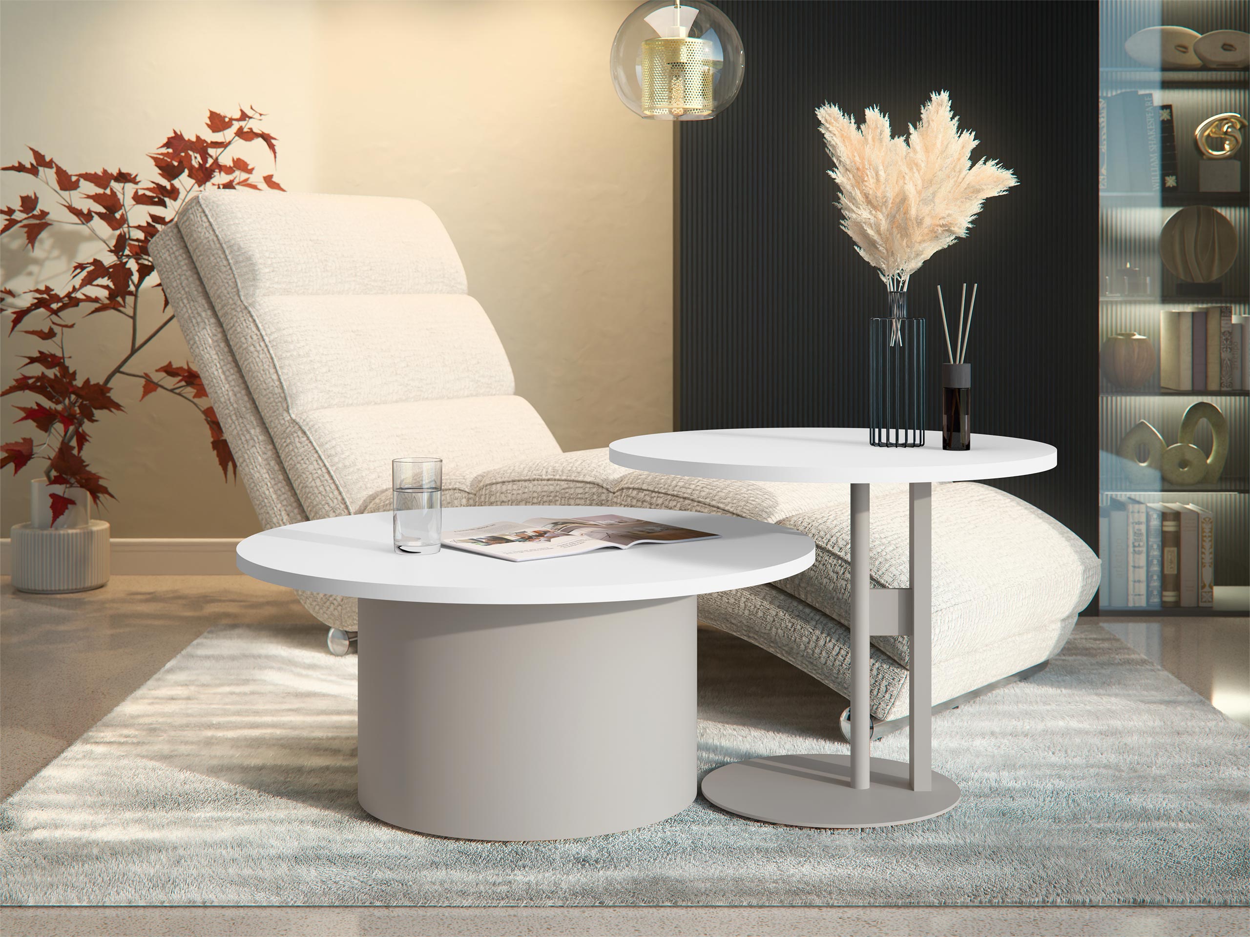 Žurnālu galdiņu komplekts Oswego 160 (Balts)