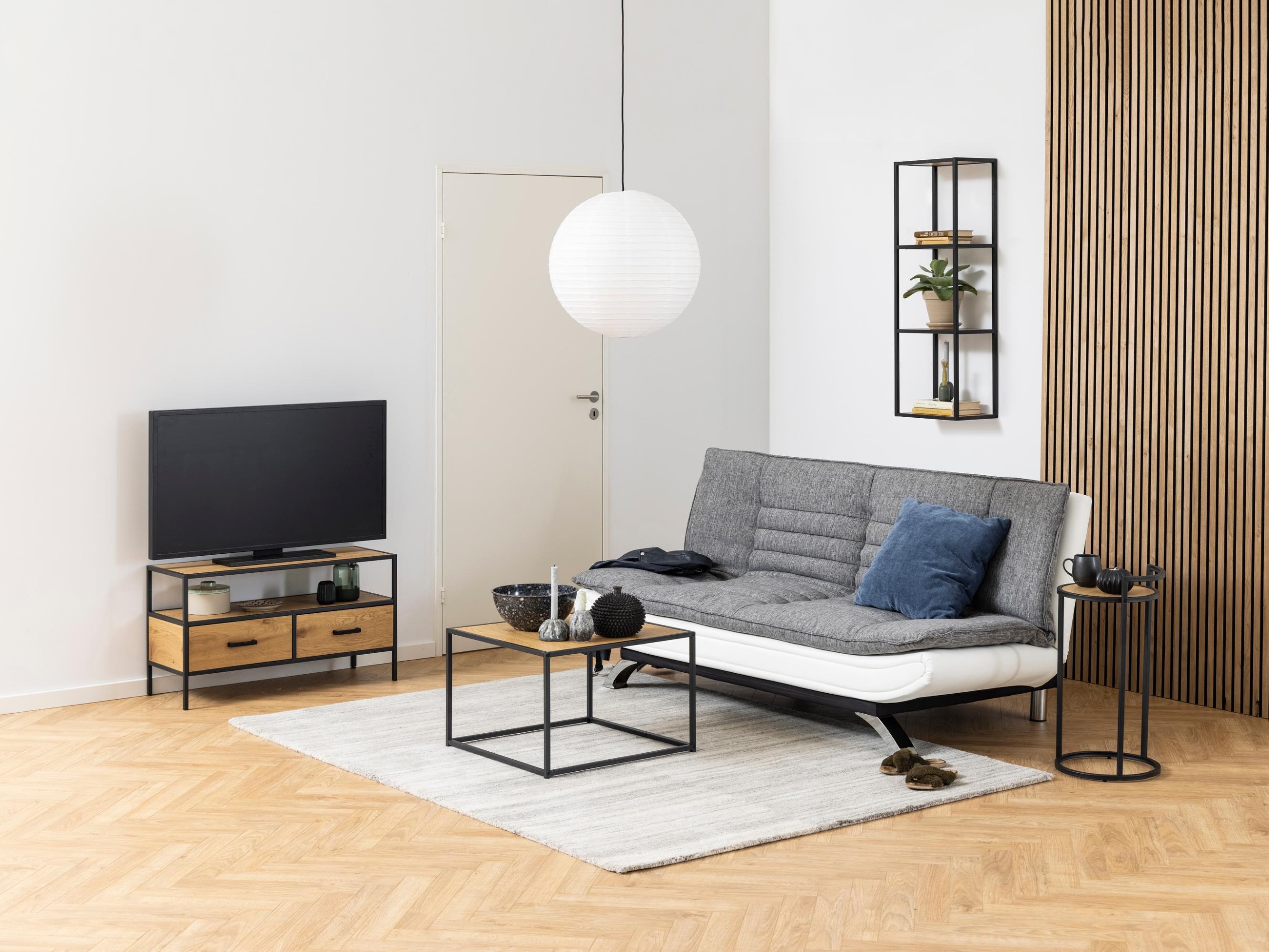 Dīvāns gulta Norsica 228 (Balts + Gaiši pelēks)