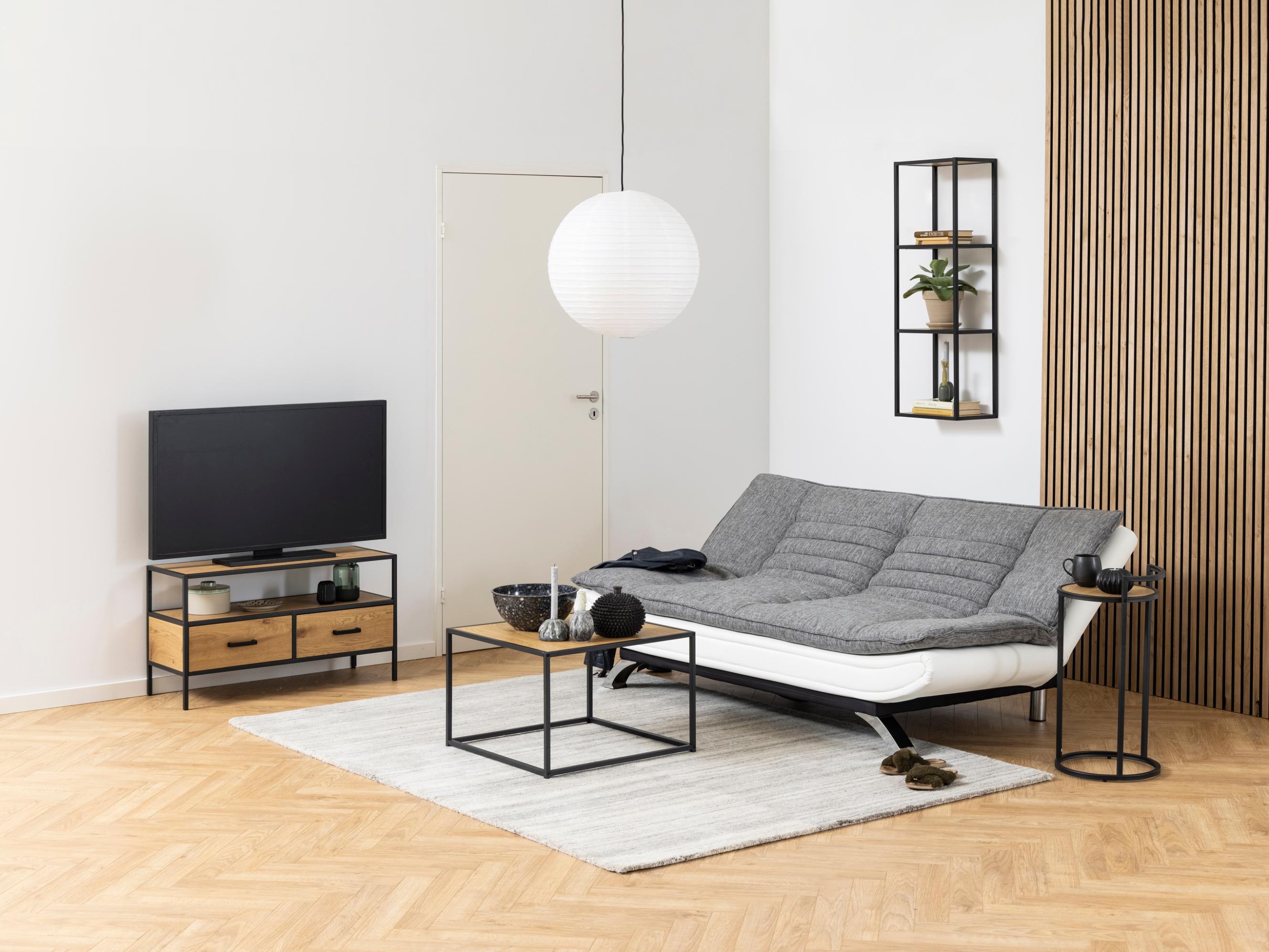 Dīvāns gulta Norsica 228 (Balts + Gaiši pelēks)